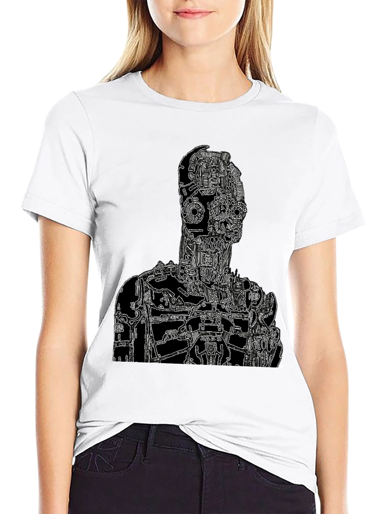 Black Robotic Anatomy Graphic Tee - Black view 9