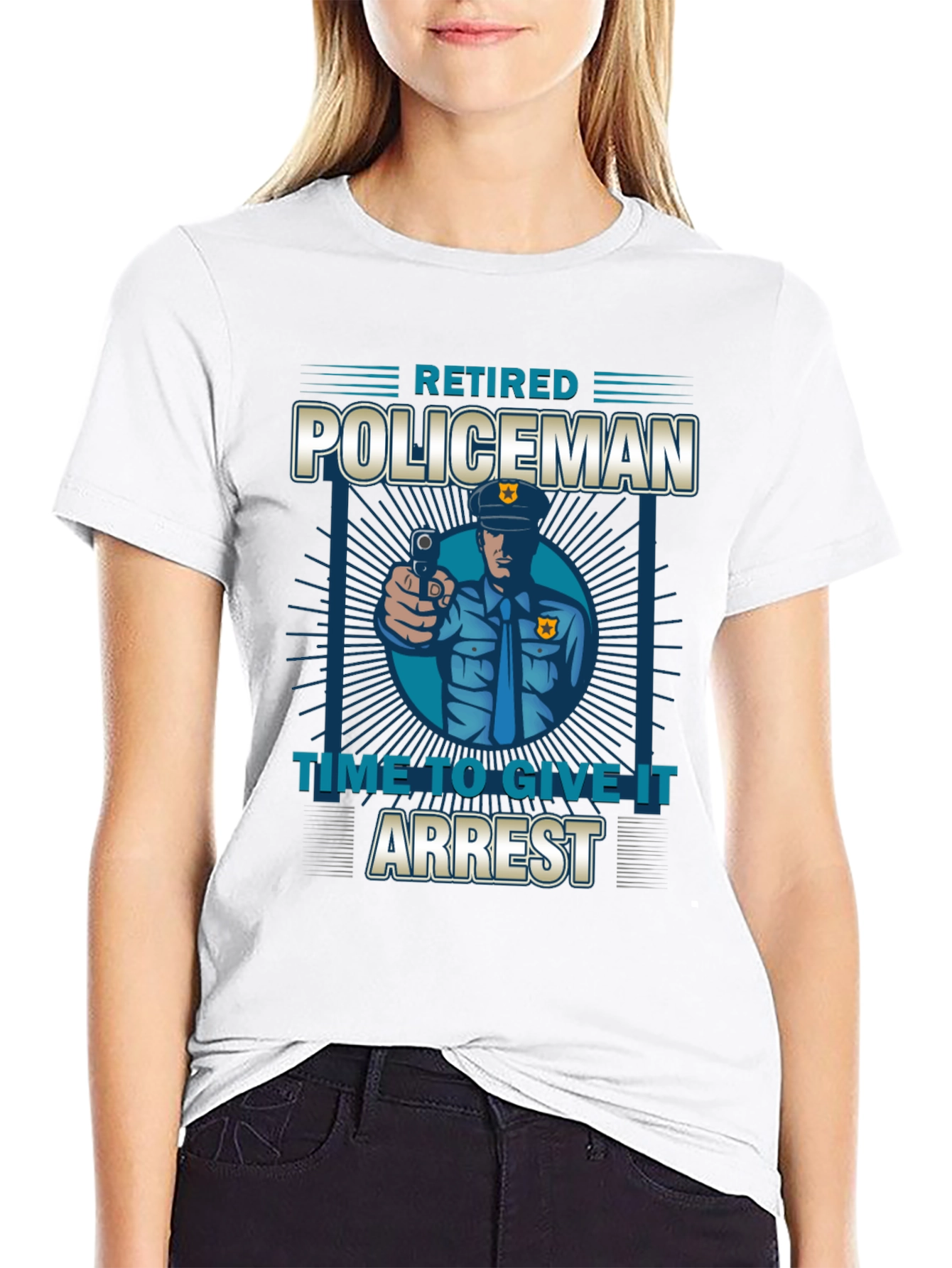 Black Retired Policeman Graphic T-Shirt - Time To Give It Arrest view 9
