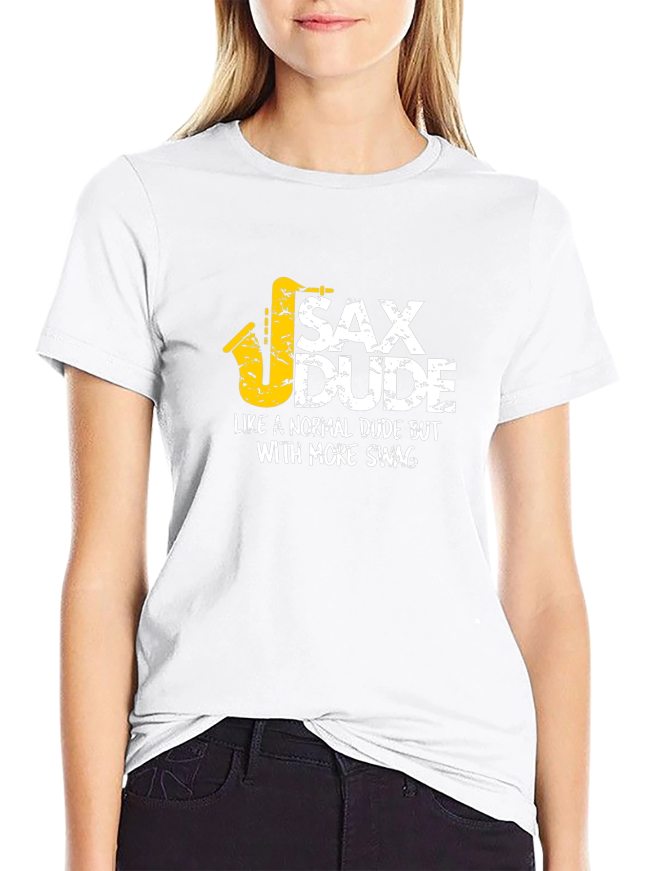Black Sax Dude Graphic T-Shirt - Musician Humor view 9