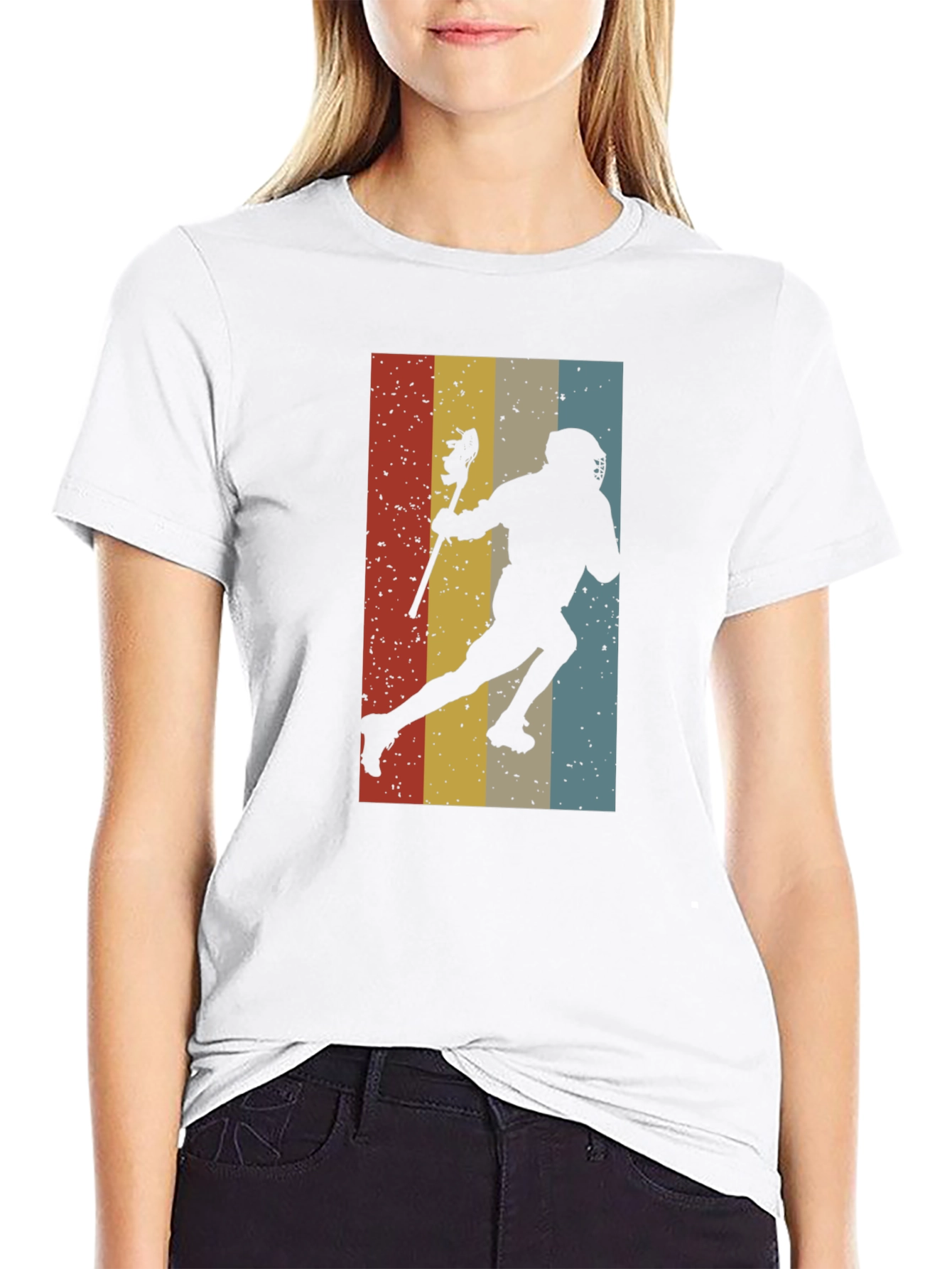 Black Vintage Lacrosse Player Graphic Tee view 9