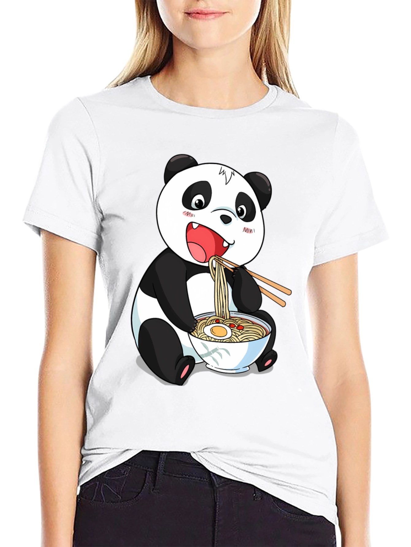 Black Panda Ramen Graphic Tee - Cute Cartoon Style view 9
