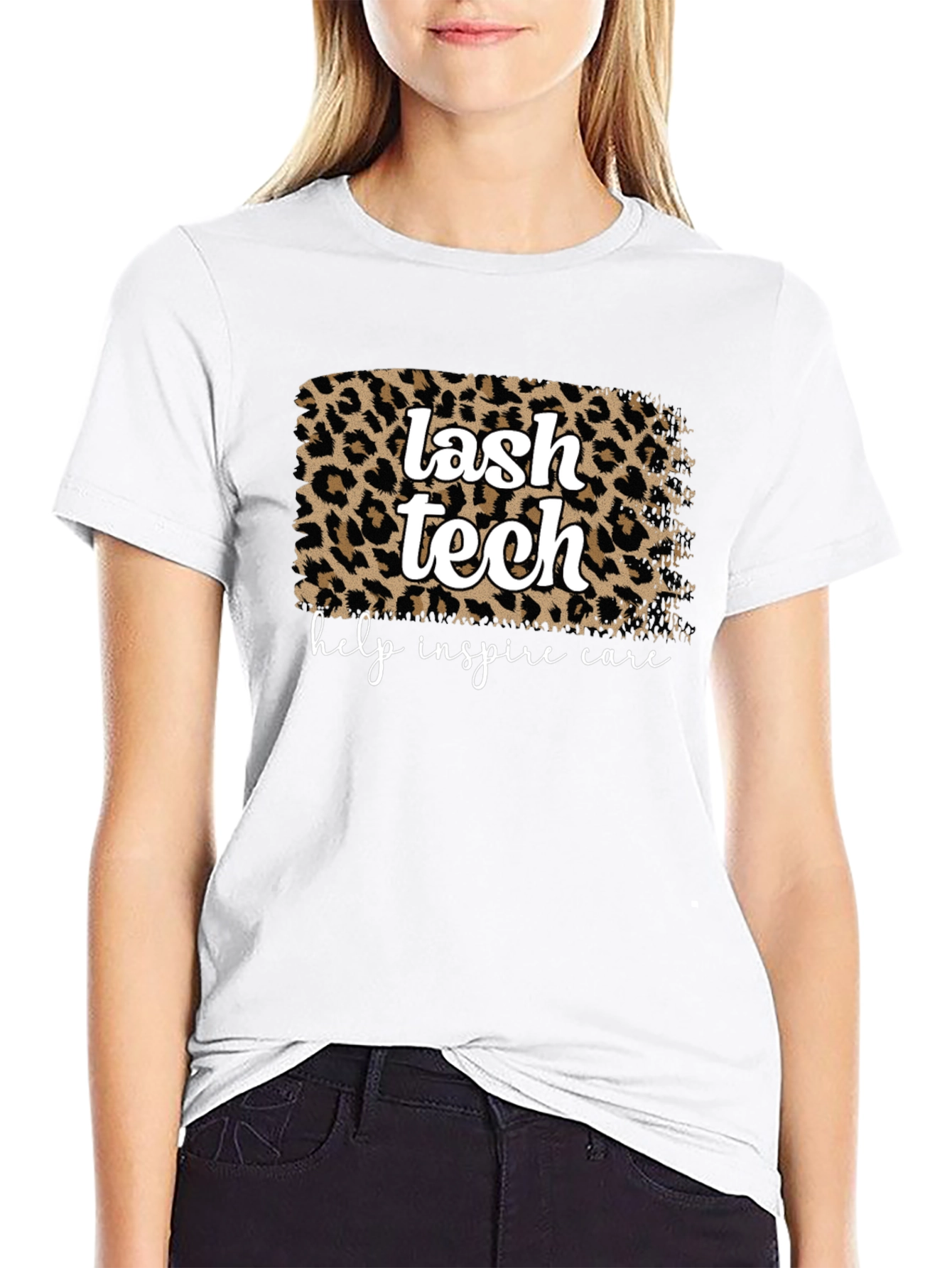 Black Lash Tech Leopard Print Graphic T-Shirt view 9