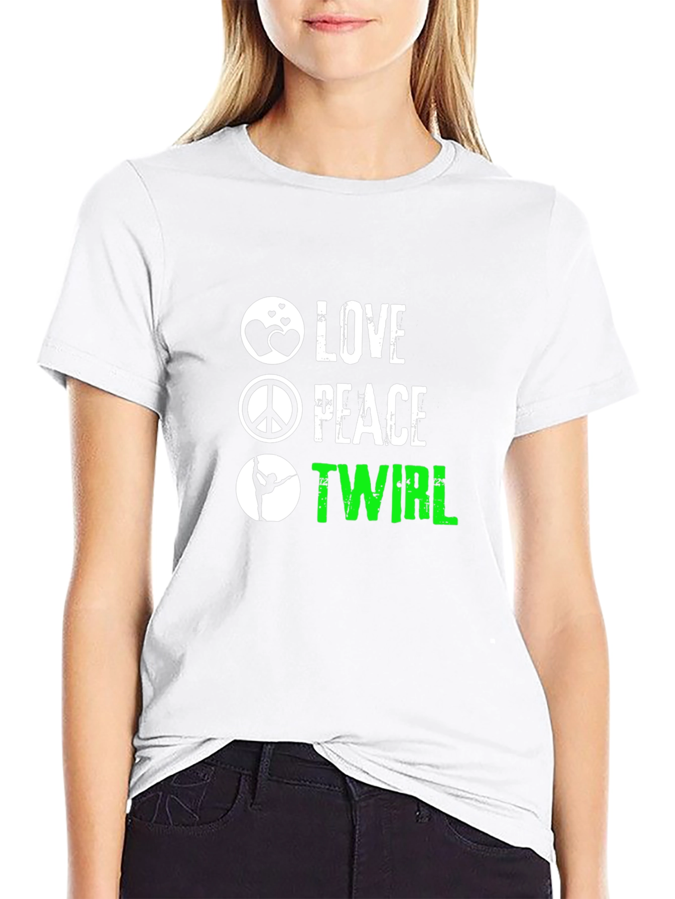 Black Love Peace Twirl Graphic Tee - Soft Cotton Blend view 9