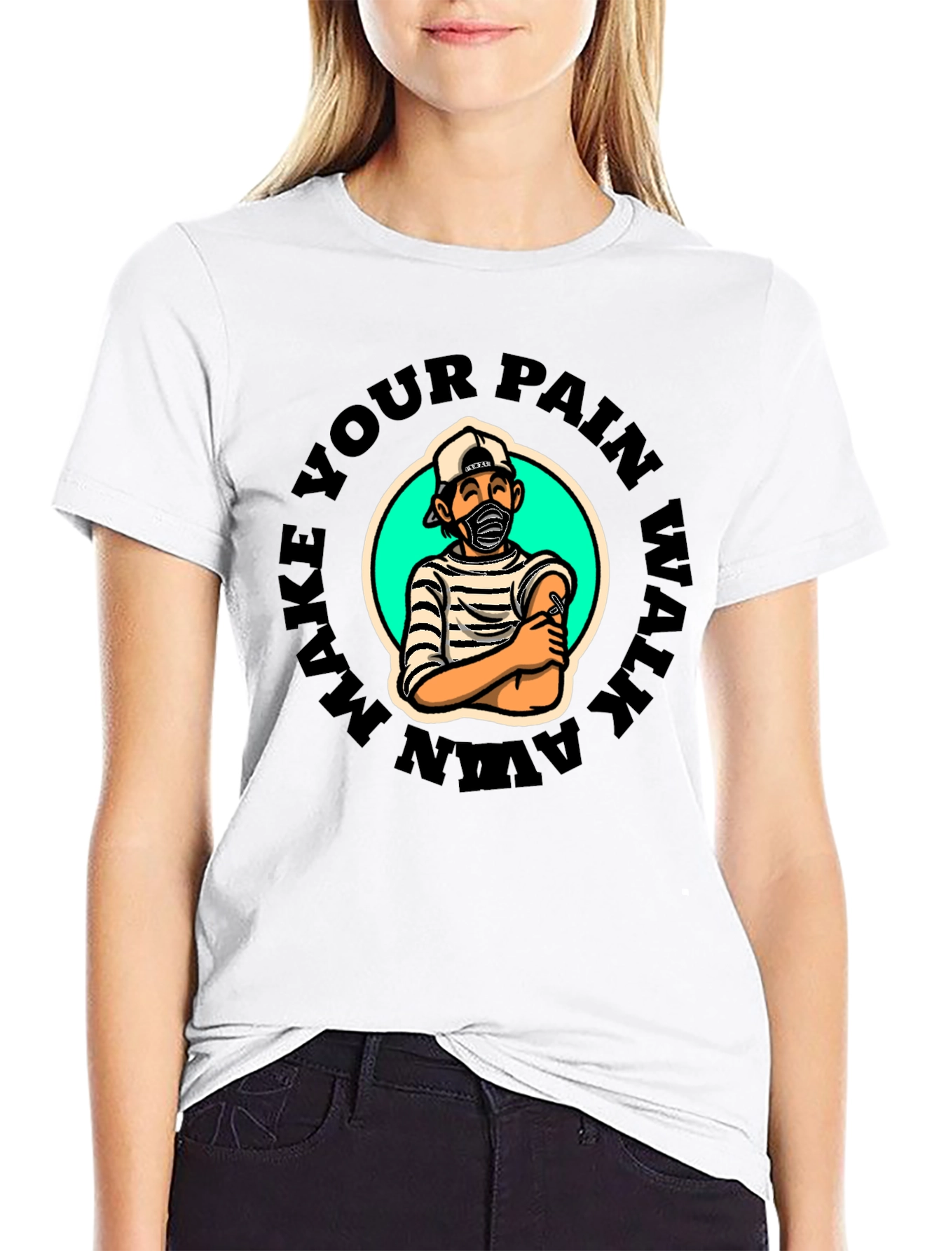 Black Make Your Pain Walk Away Graphic T-Shirt view 9