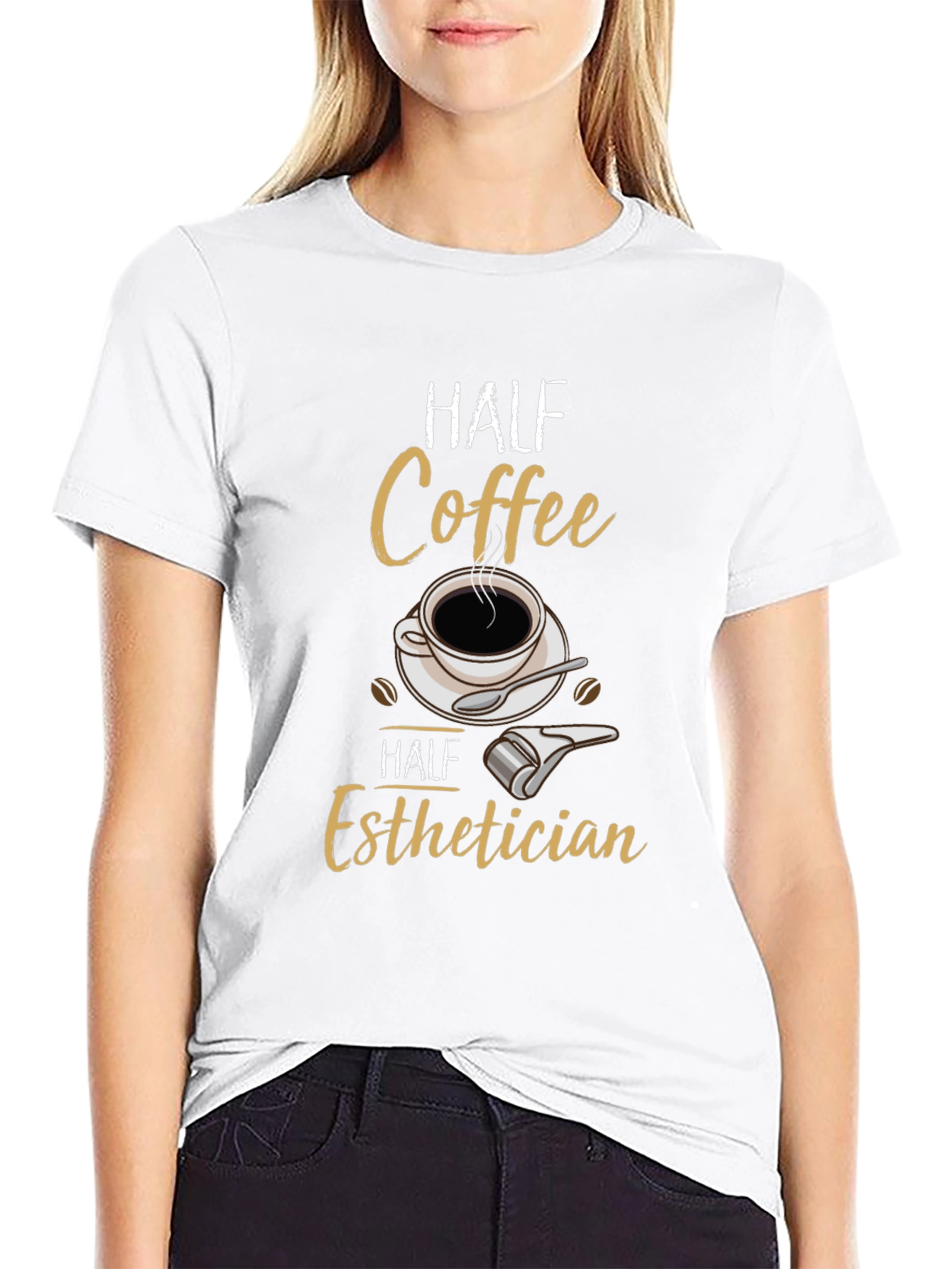 Black Half Coffee Half Esthetician T-Shirt view 9