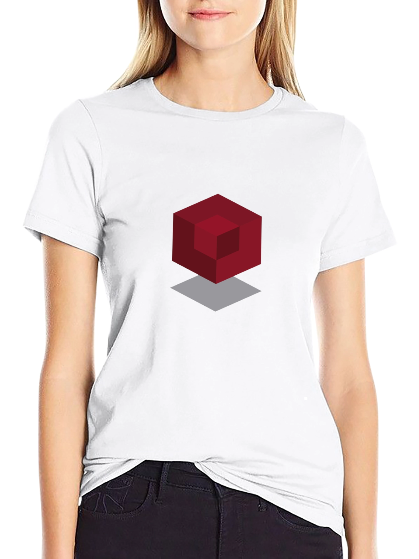 Black Geometric Cube Graphic Black T-Shirt view 9