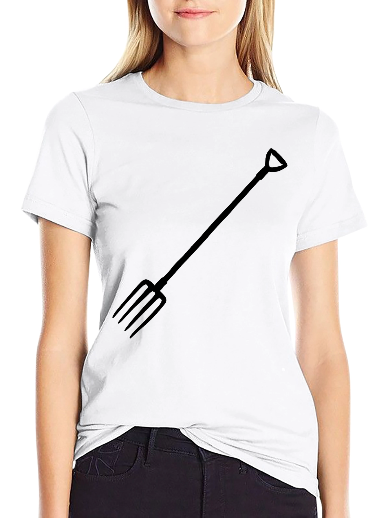 Black Black T-Shirt with Pitchfork Graphic view 9