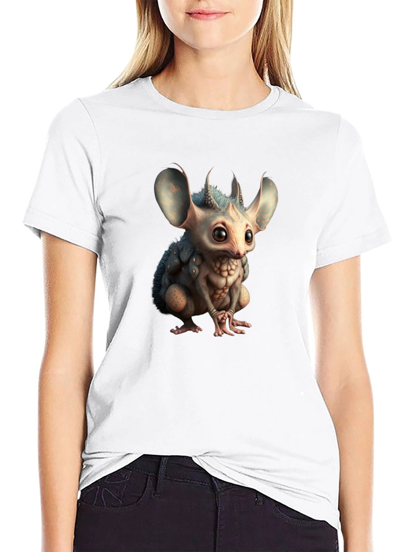 Black Unique Monster Creature Graphic T-Shirt view 9