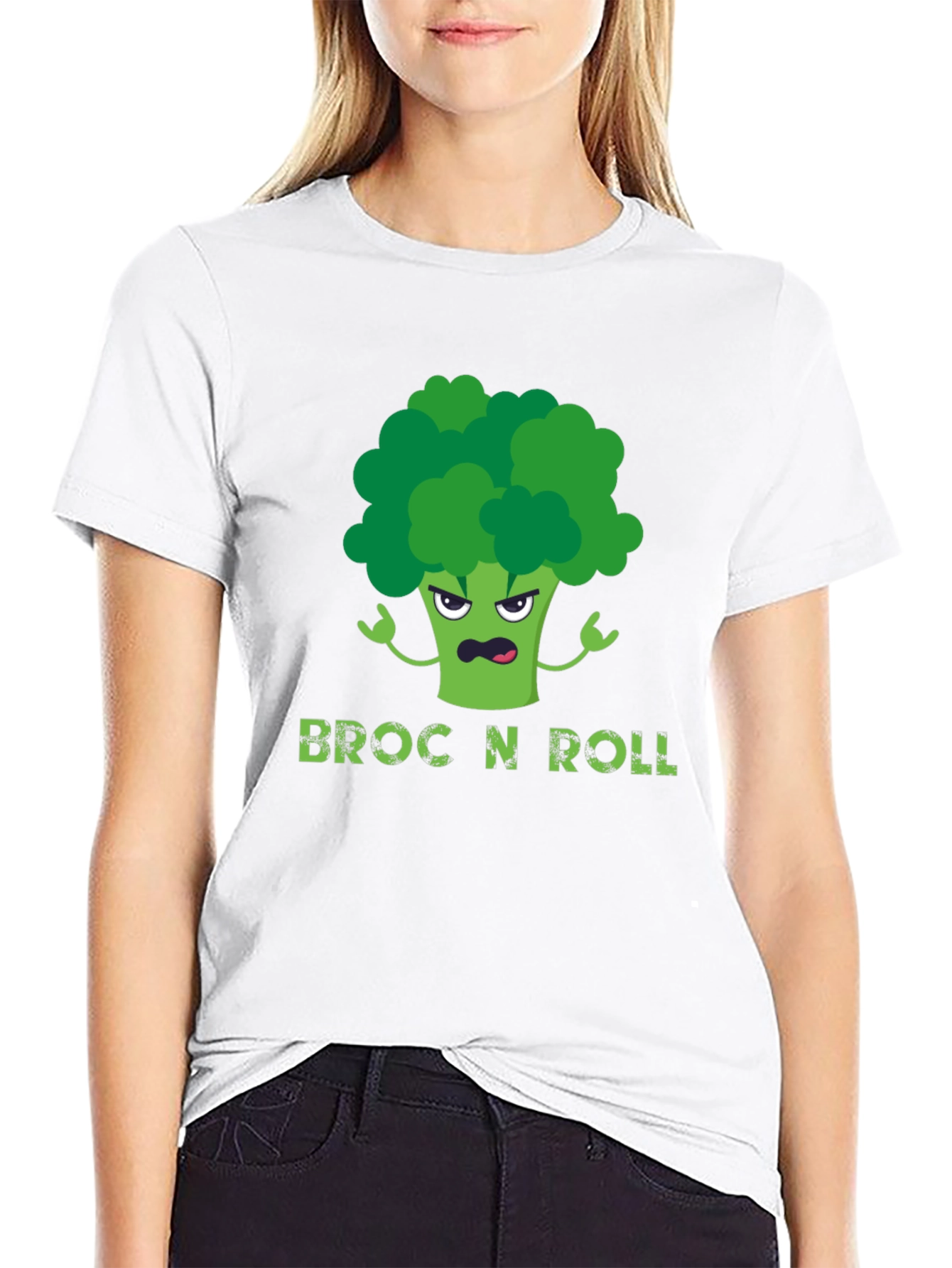 Black Broc N Roll T-Shirt - Funny Broccoli Graphic Tee view 9