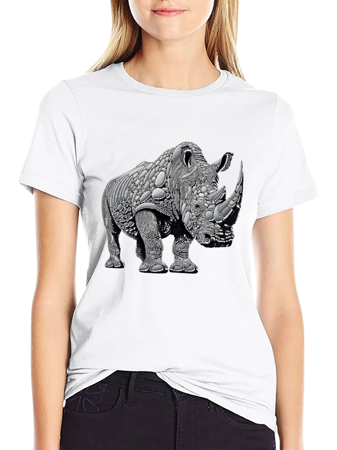 Black Rhinoceros Graphic Tee - Black Cotton view 9