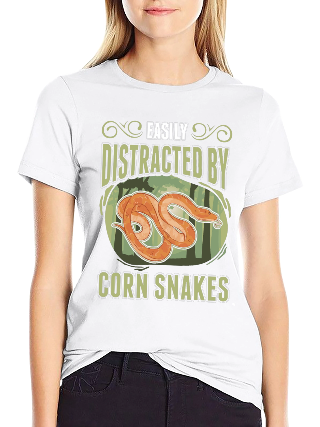 Black Easily Distracted By Corn Snakes Graphic T-Shirt view 9