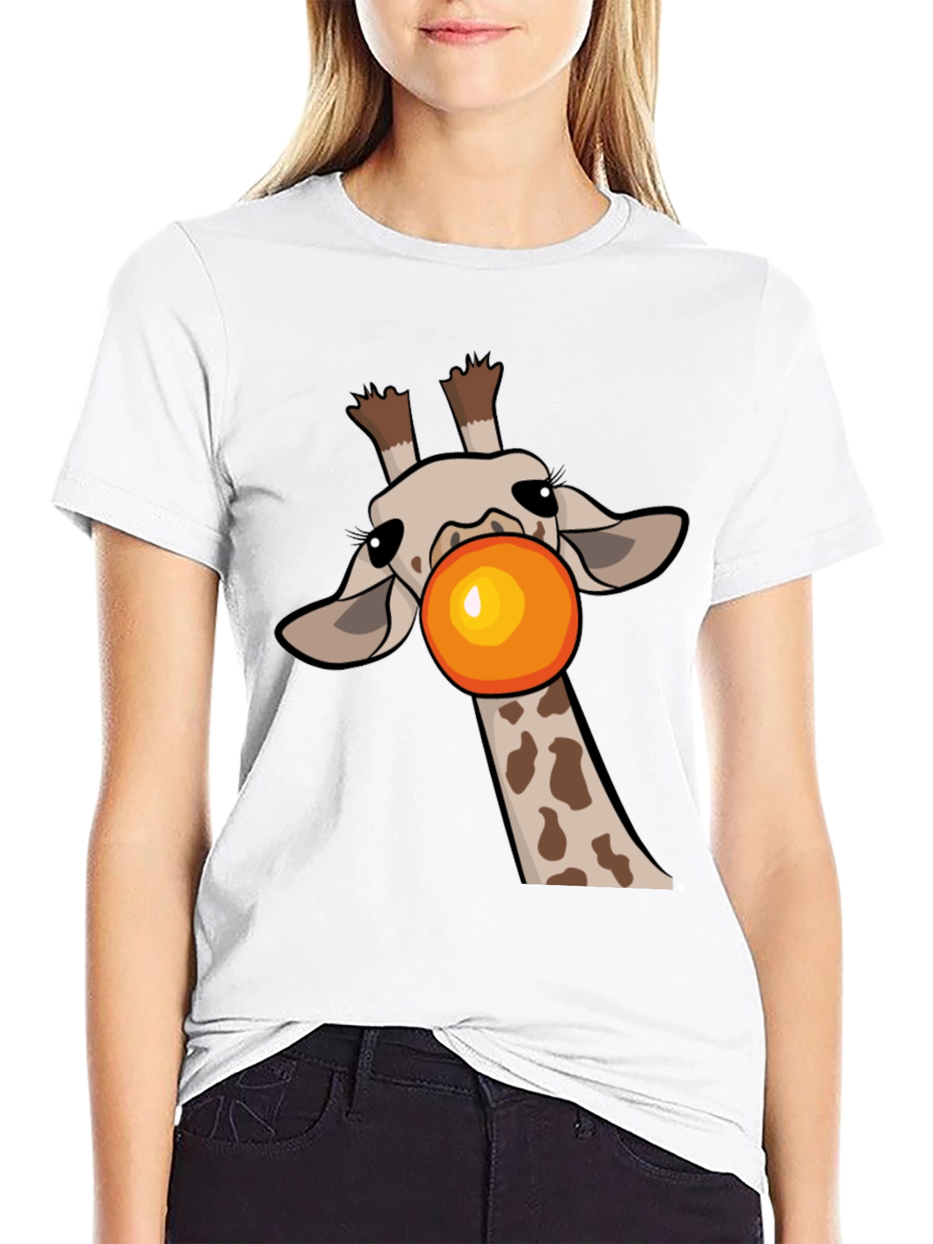 Black Giraffe Bubble Gum Pop Men's Black Graphic Tee view 9