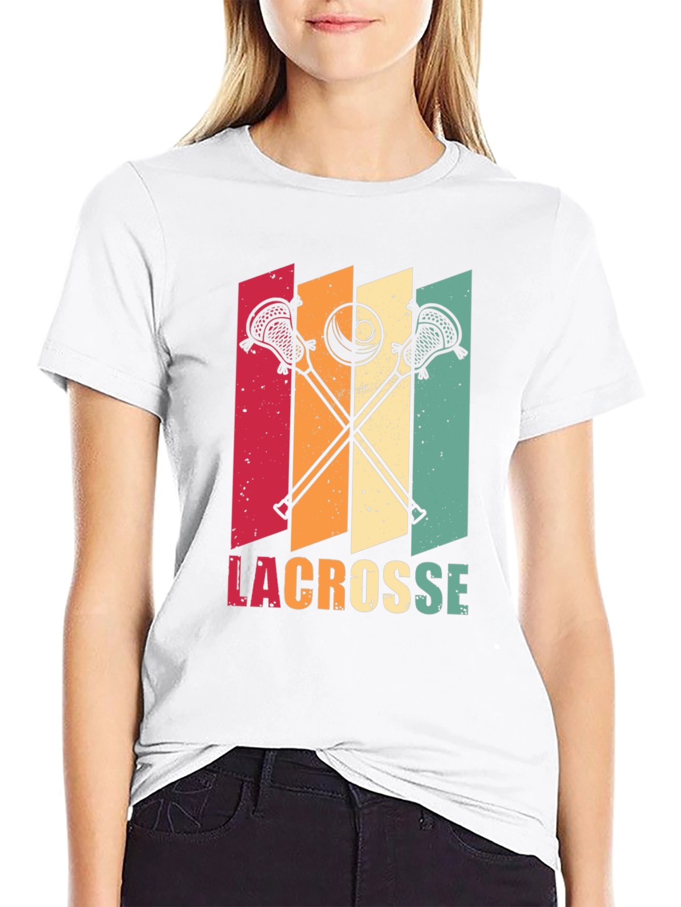 Black Retro Lacrosse T-Shirt - Vintage Style Design view 9
