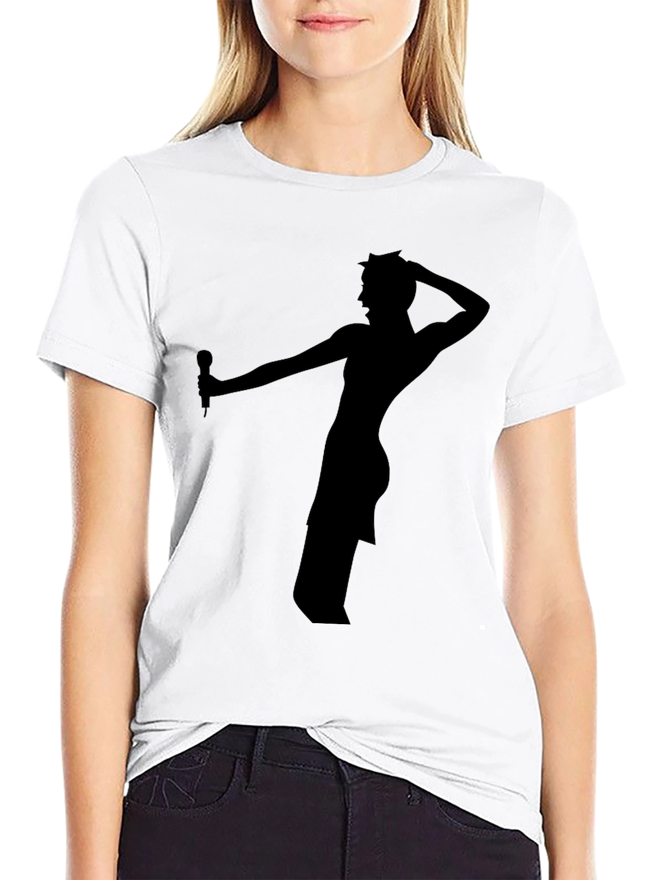 Black Silhouette Singer Graphic Tee - Men's Black T-Shirt view 9