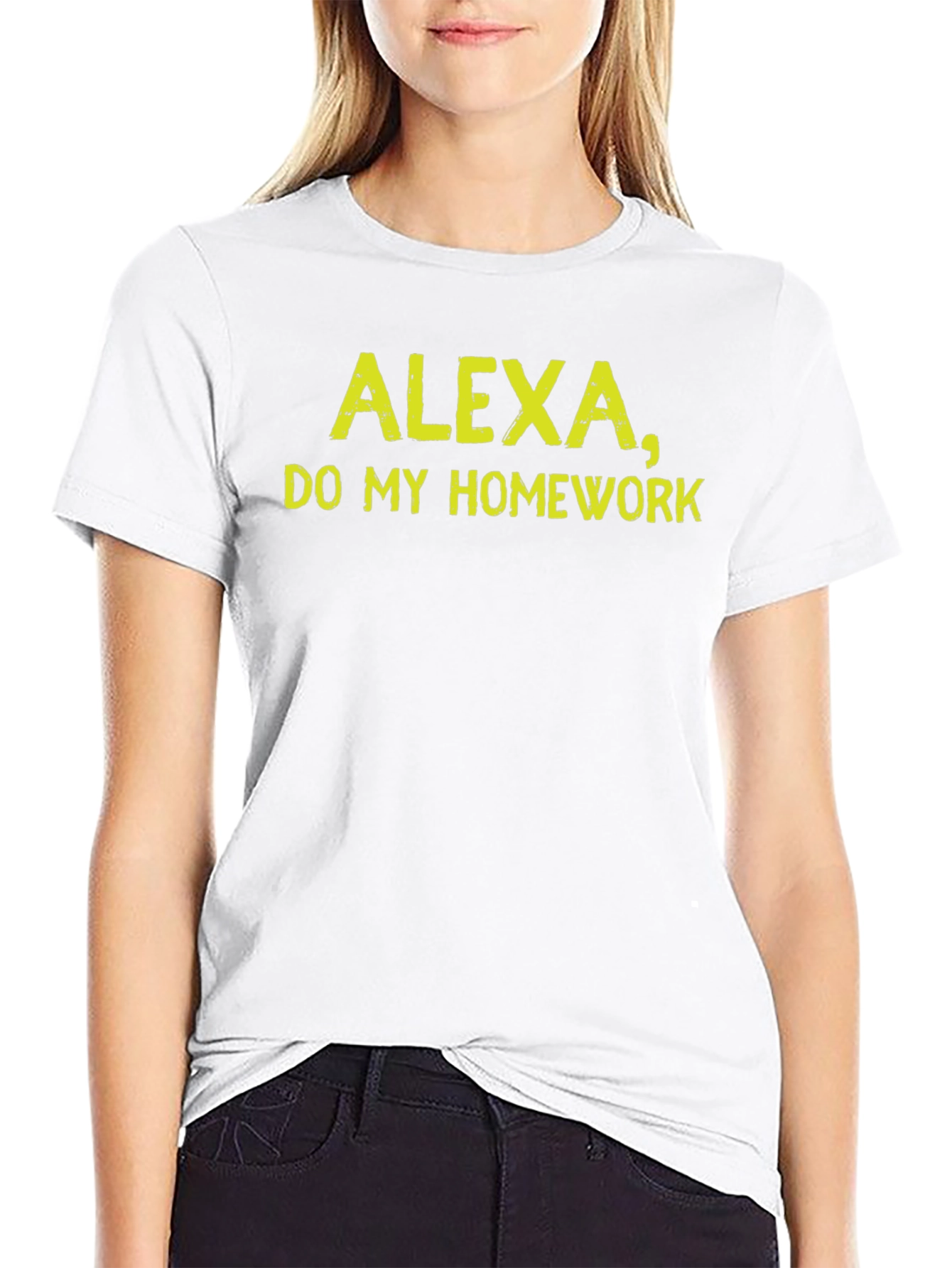 Black Alexa Do My Homework Funny Sarcastic T-Shirt view 9
