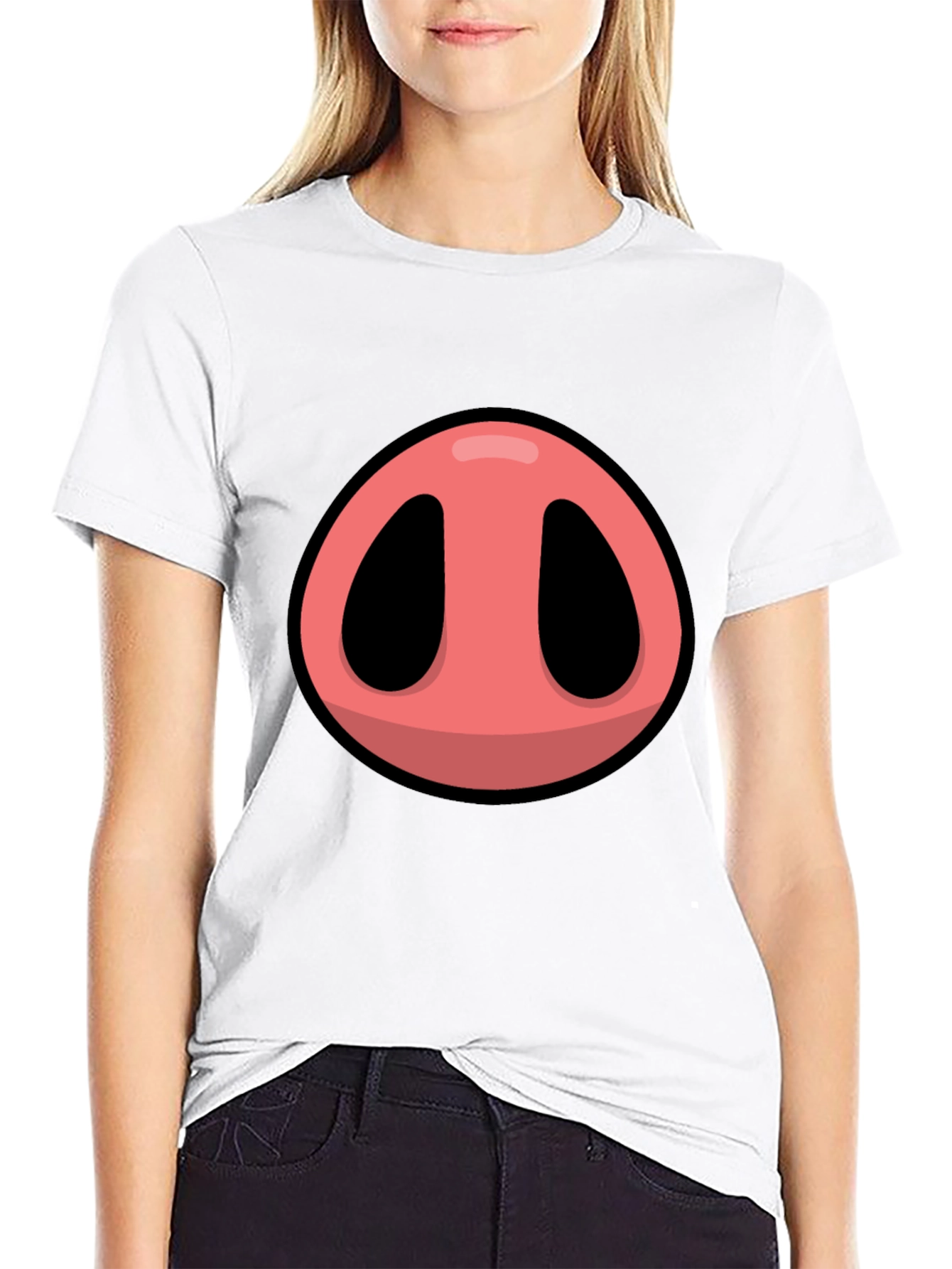 Black Pig Nose Graphic T-Shirt - Fun Animal Tee view 9