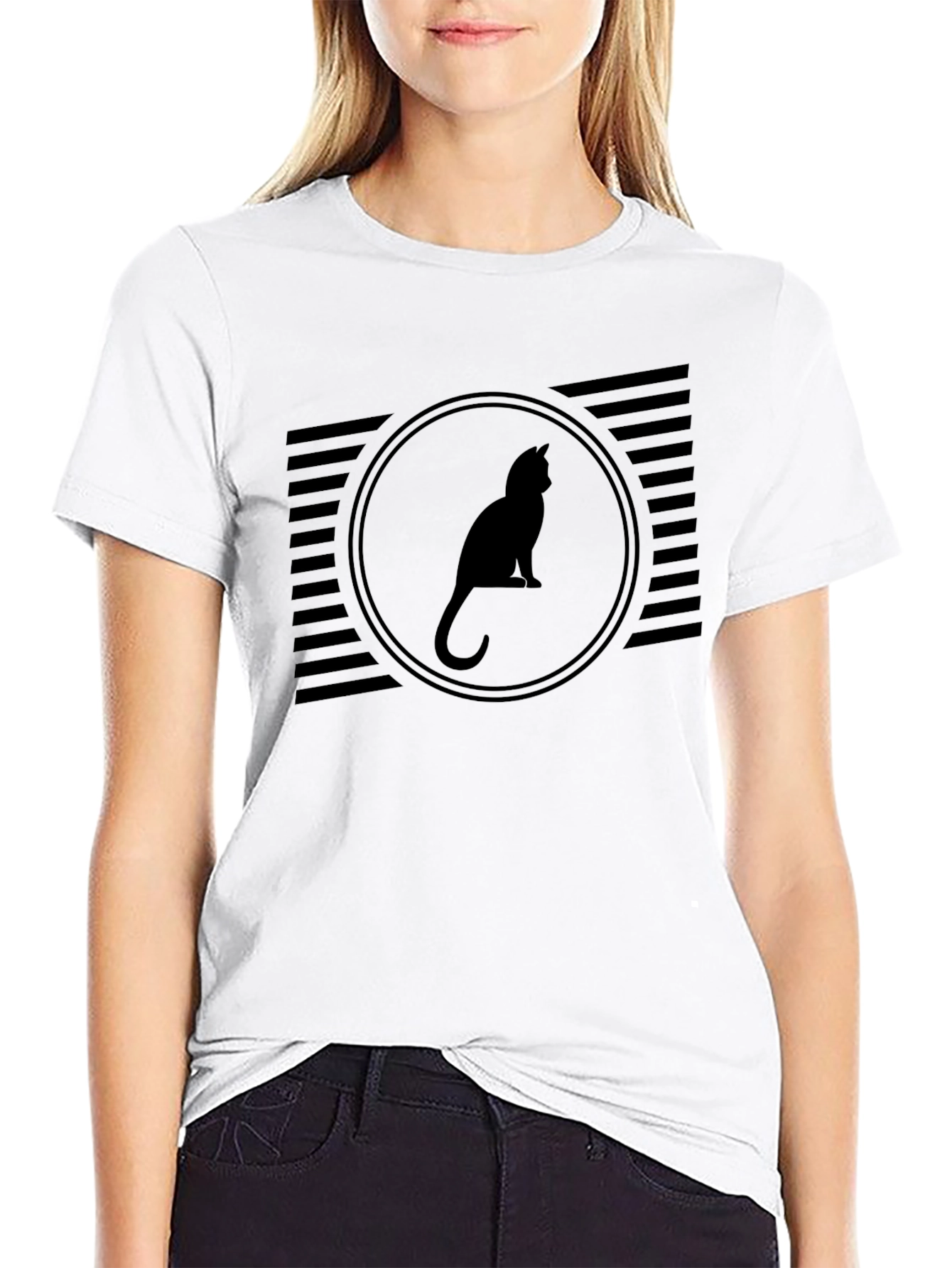 Black Black Cat Silhouette Graphic T-Shirt view 9