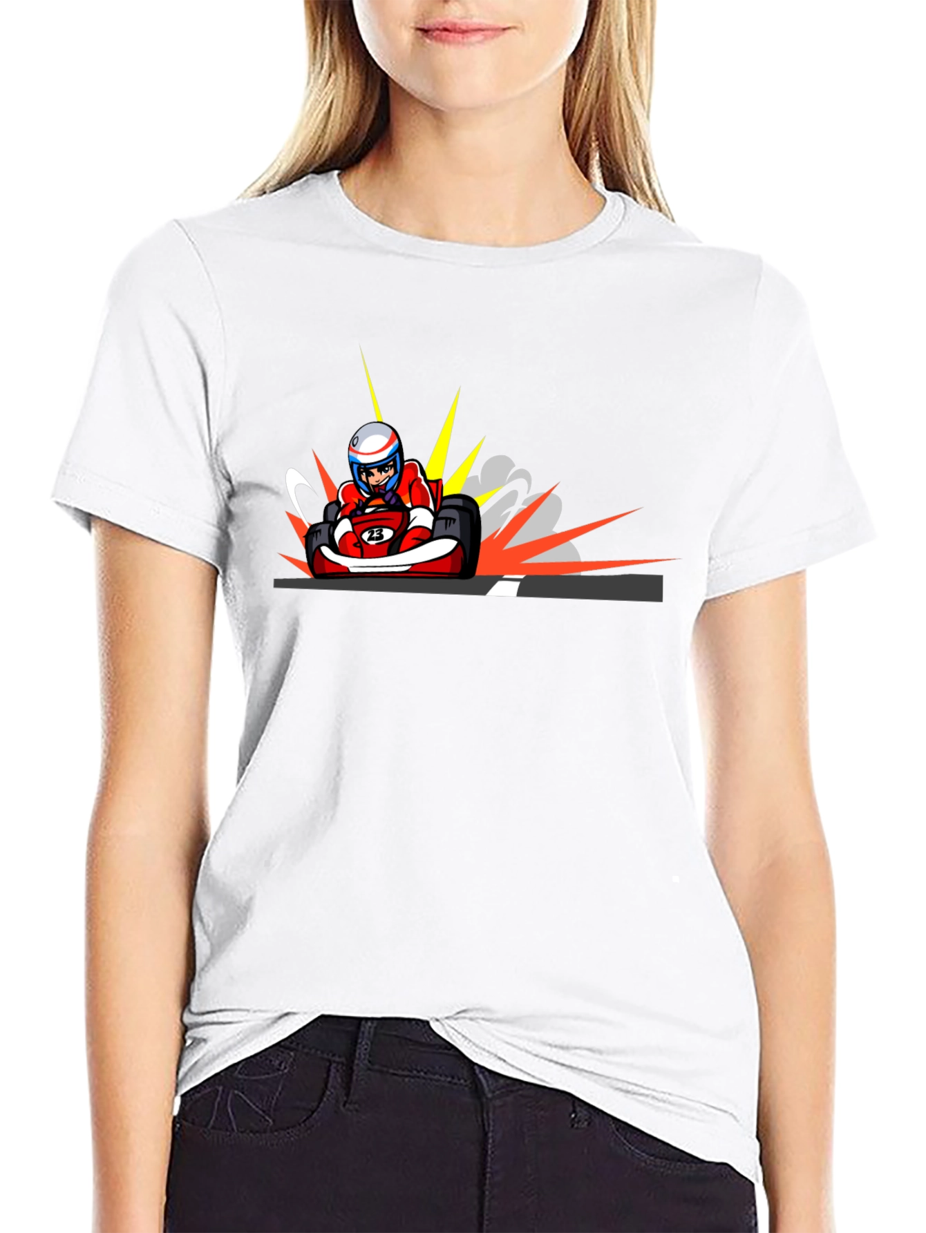 Black Cartoon Kart Racing T-Shirt view 9