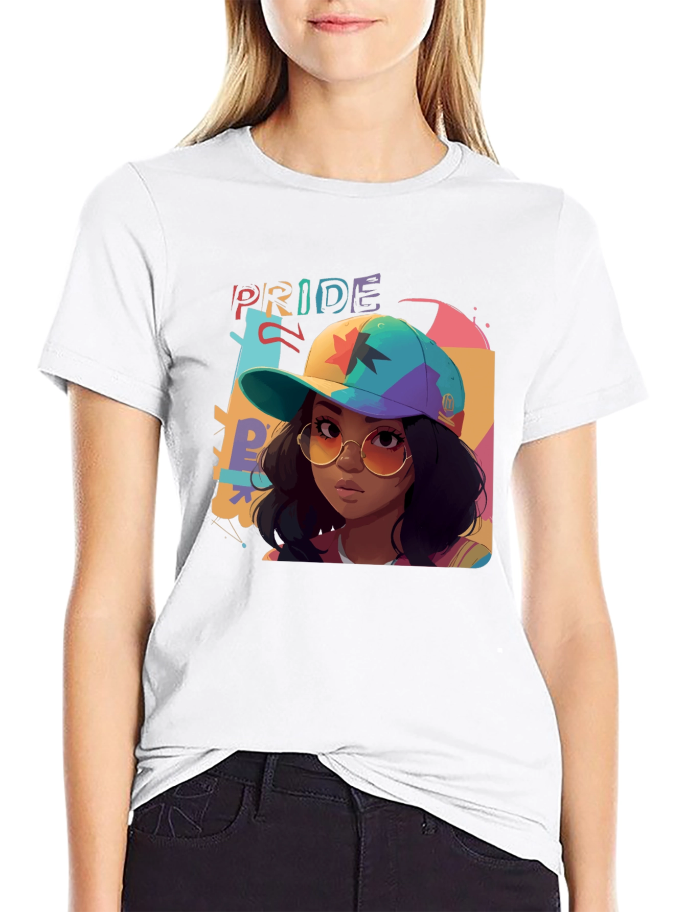 Black Pride Graphic Tee - Colorful Cartoon Woman view 9