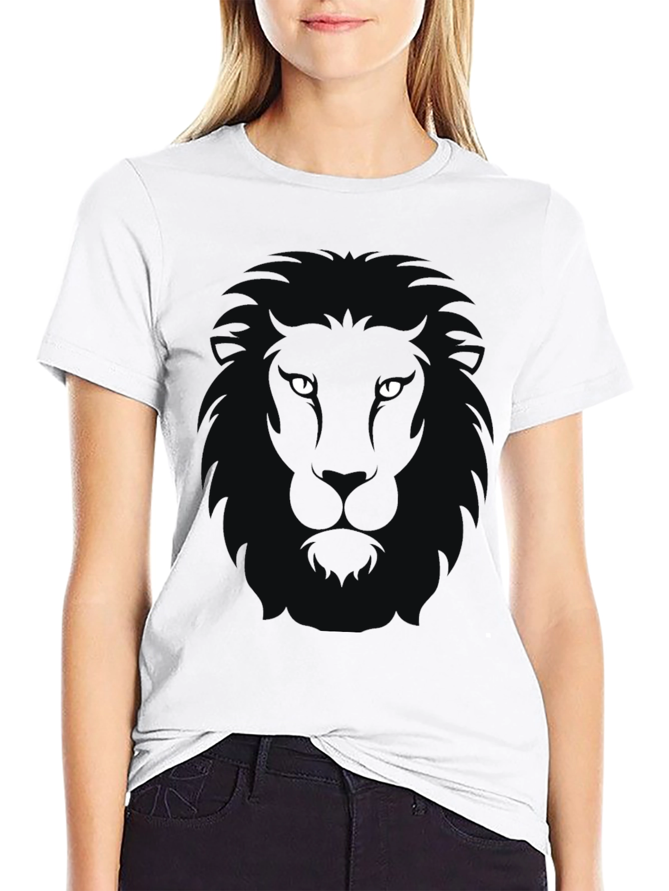 Black Black Lion Graphic T-Shirt - Men's Short Sleeve Crew Neck view 9