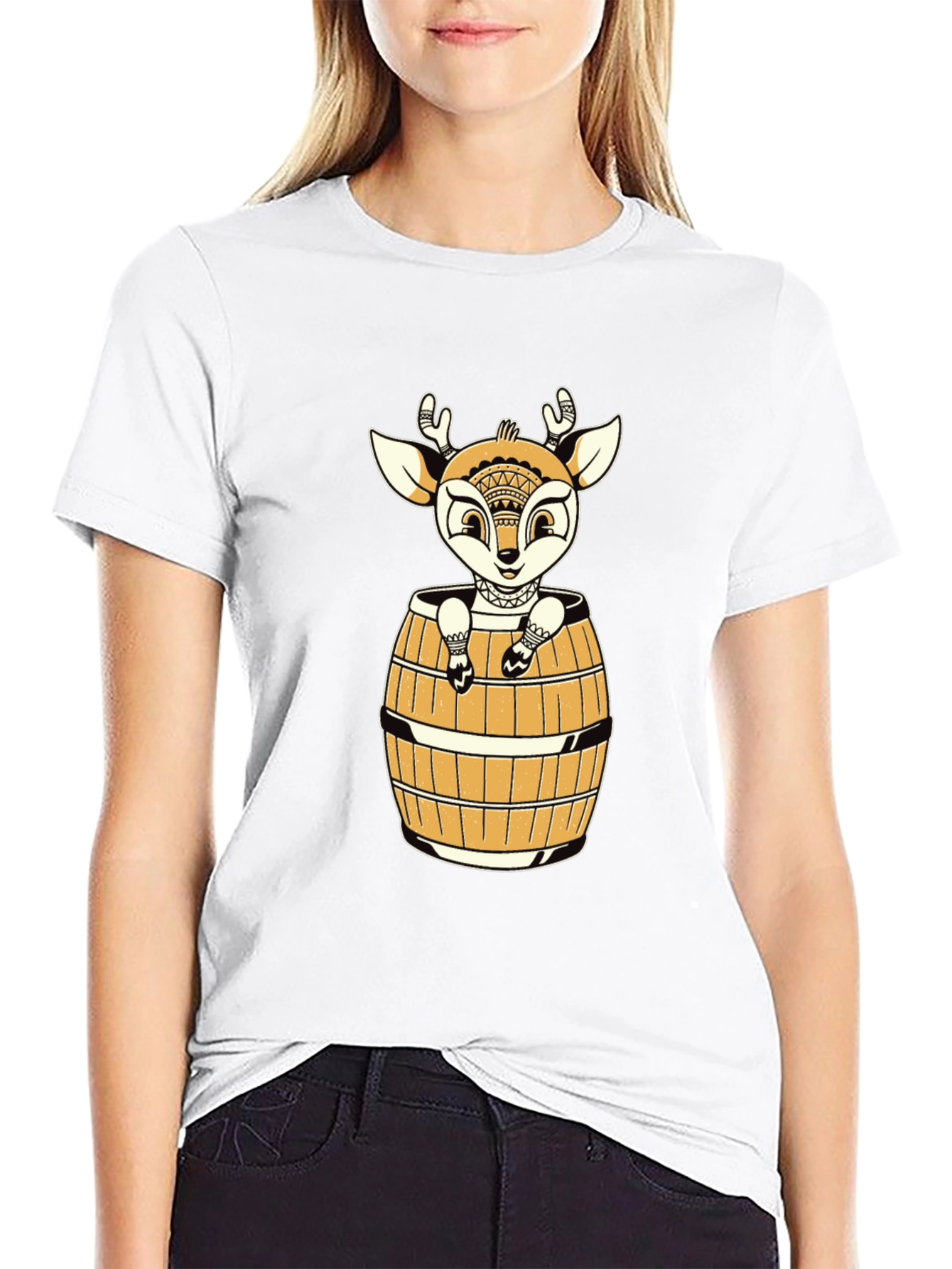 Black Deer in Barrel Graphic Tee - Black view 9