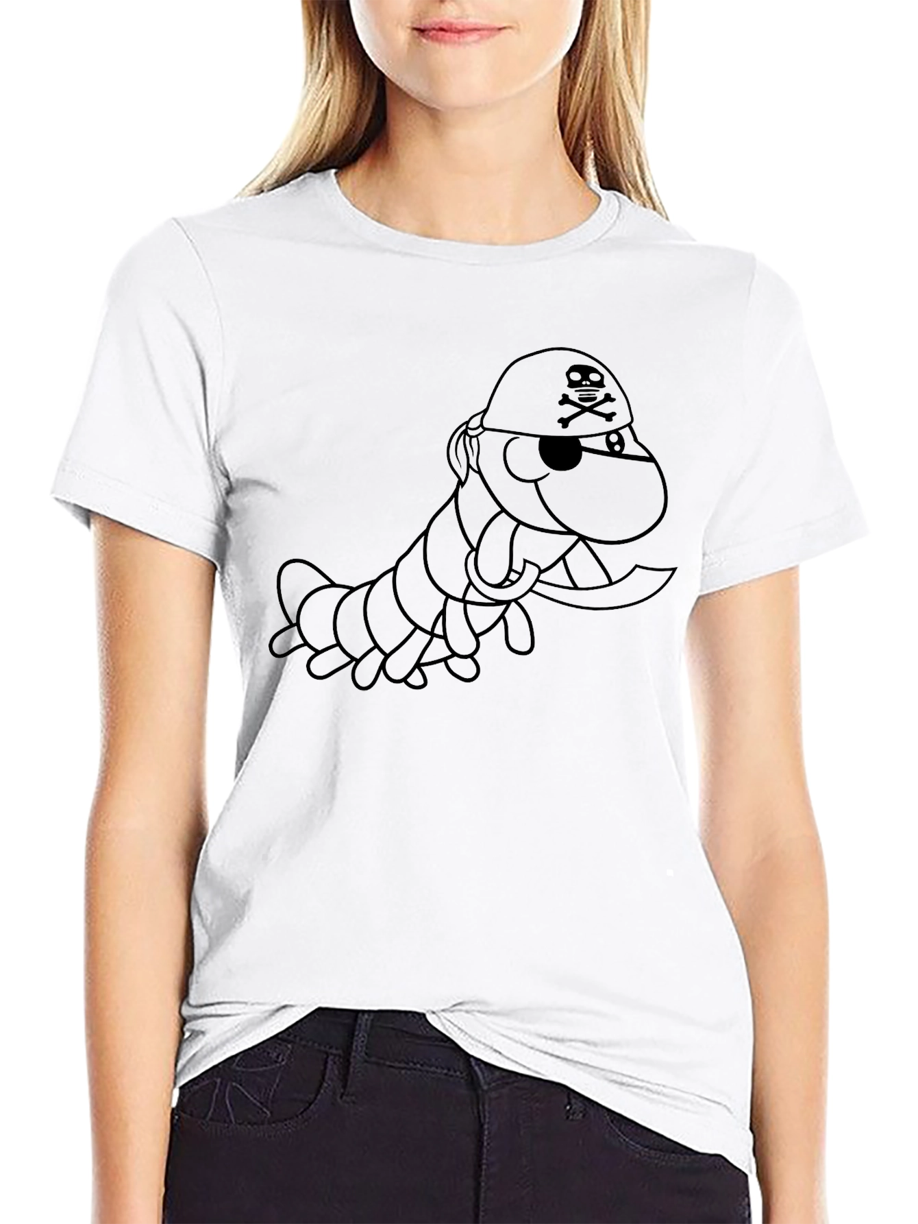 Black Pirate Caterpillar Graphic Tee view 9