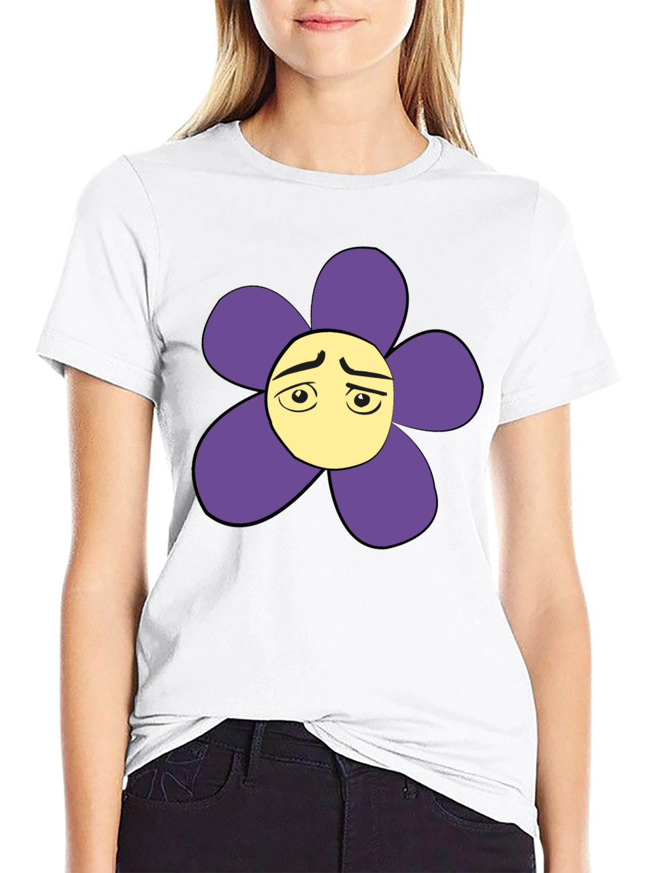 Black Sad Flower Graphic Black T-Shirt - Unisex Casual Tee view 9