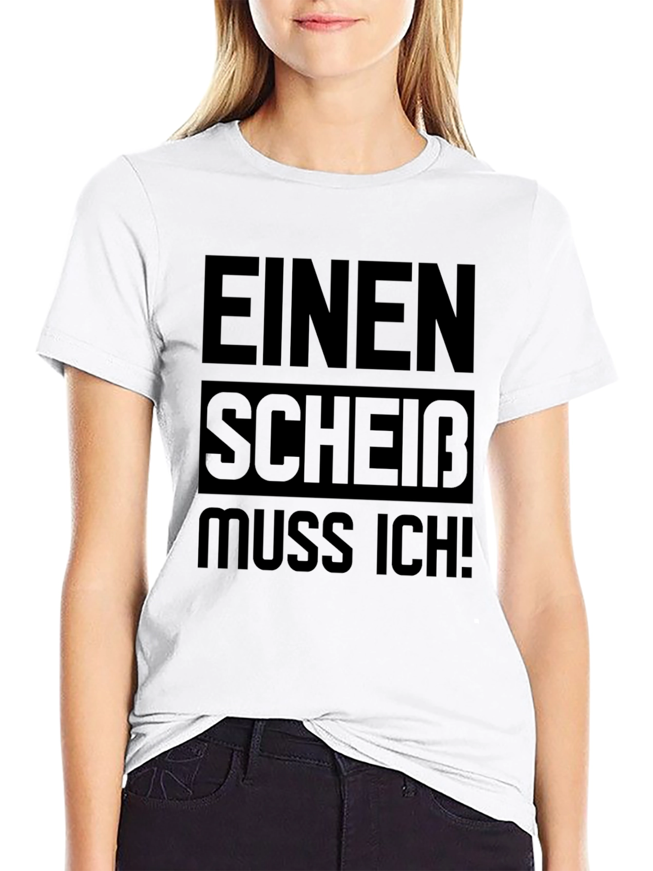 Black EINEN SCHEIB MUSS ICH! Graphic Tee - Funny German Slogan T-Shirt view 9