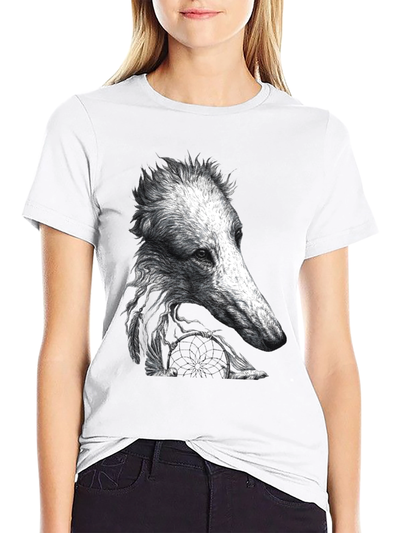 Black Unique Dog Design Black T-Shirt view 9