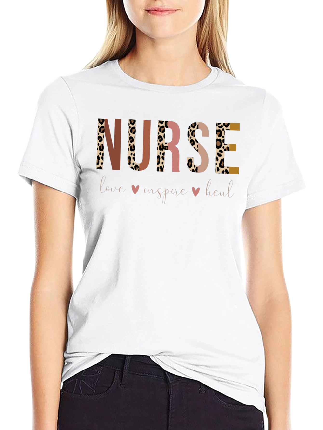 Black Nurse Love Inspire Heal Graphic Tee view 9