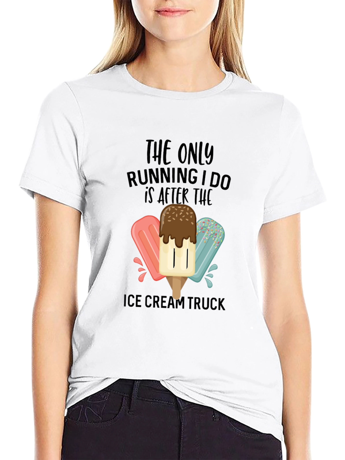 Black Ice Cream Truck Running T-Shirt view 9