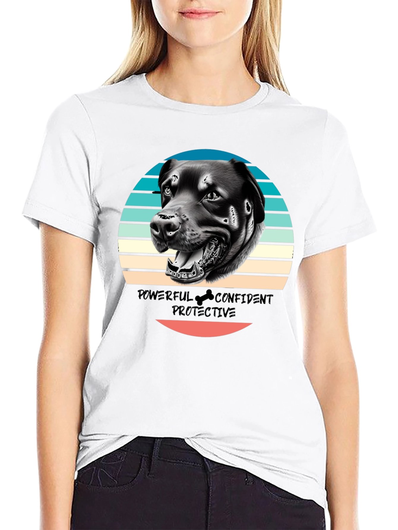 Black Dog Graphic Tee - Powerful Confident Protective Rottweiler T-Shirt view 9