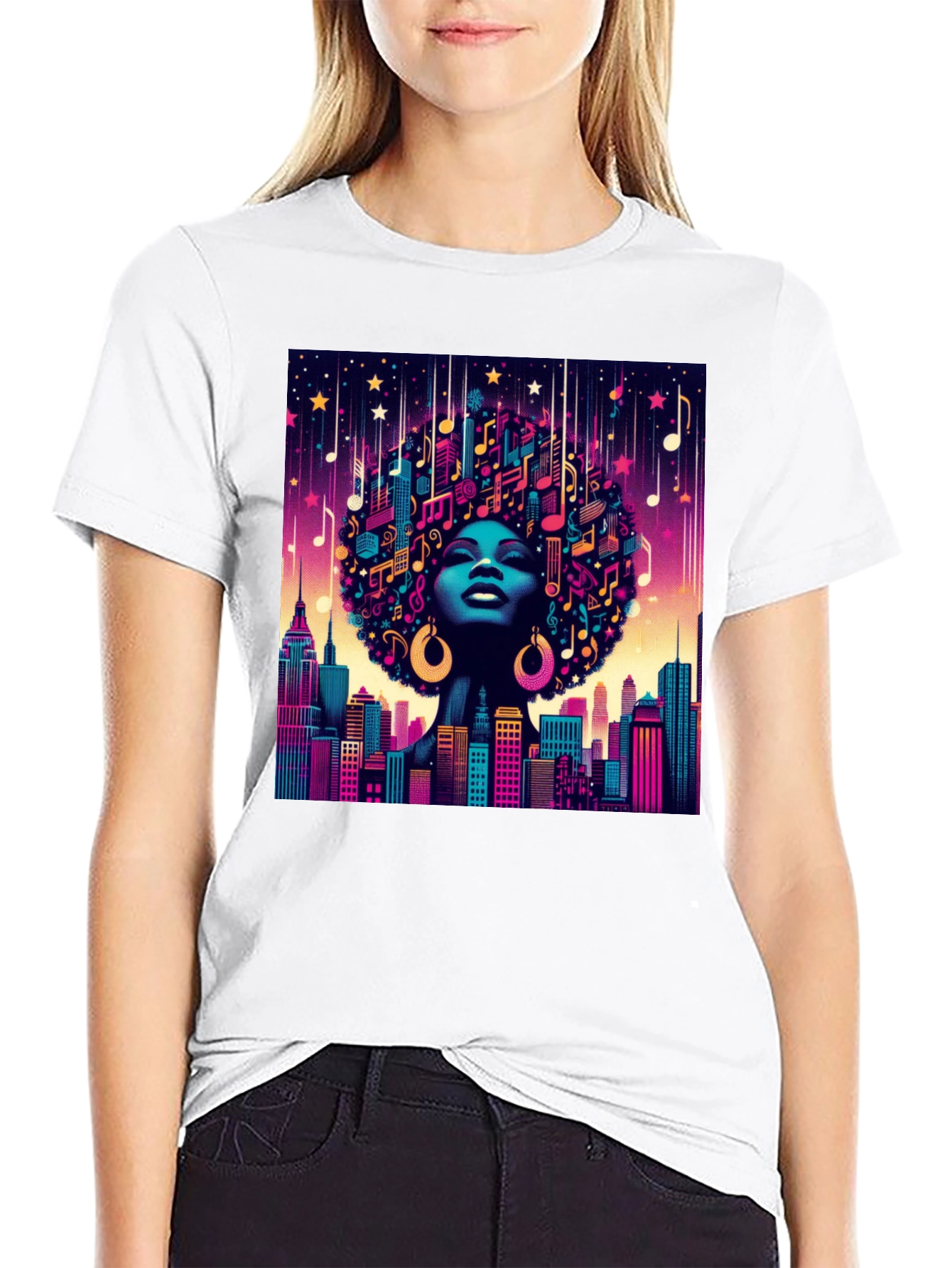 Black Musical Cityscape Graphic Tee - Afro Art view 9