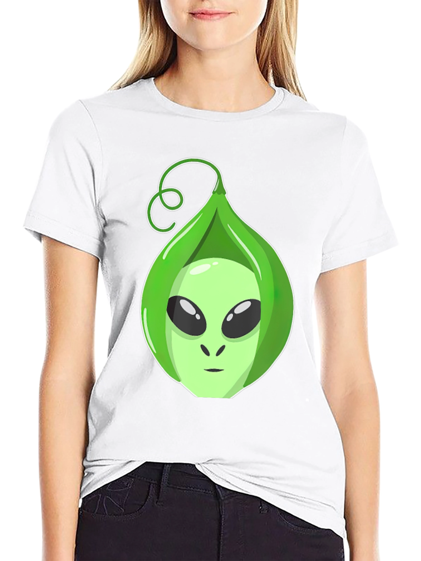 Black Alien In A Pod Black T-Shirt Funny Space Graphic Tee view 9