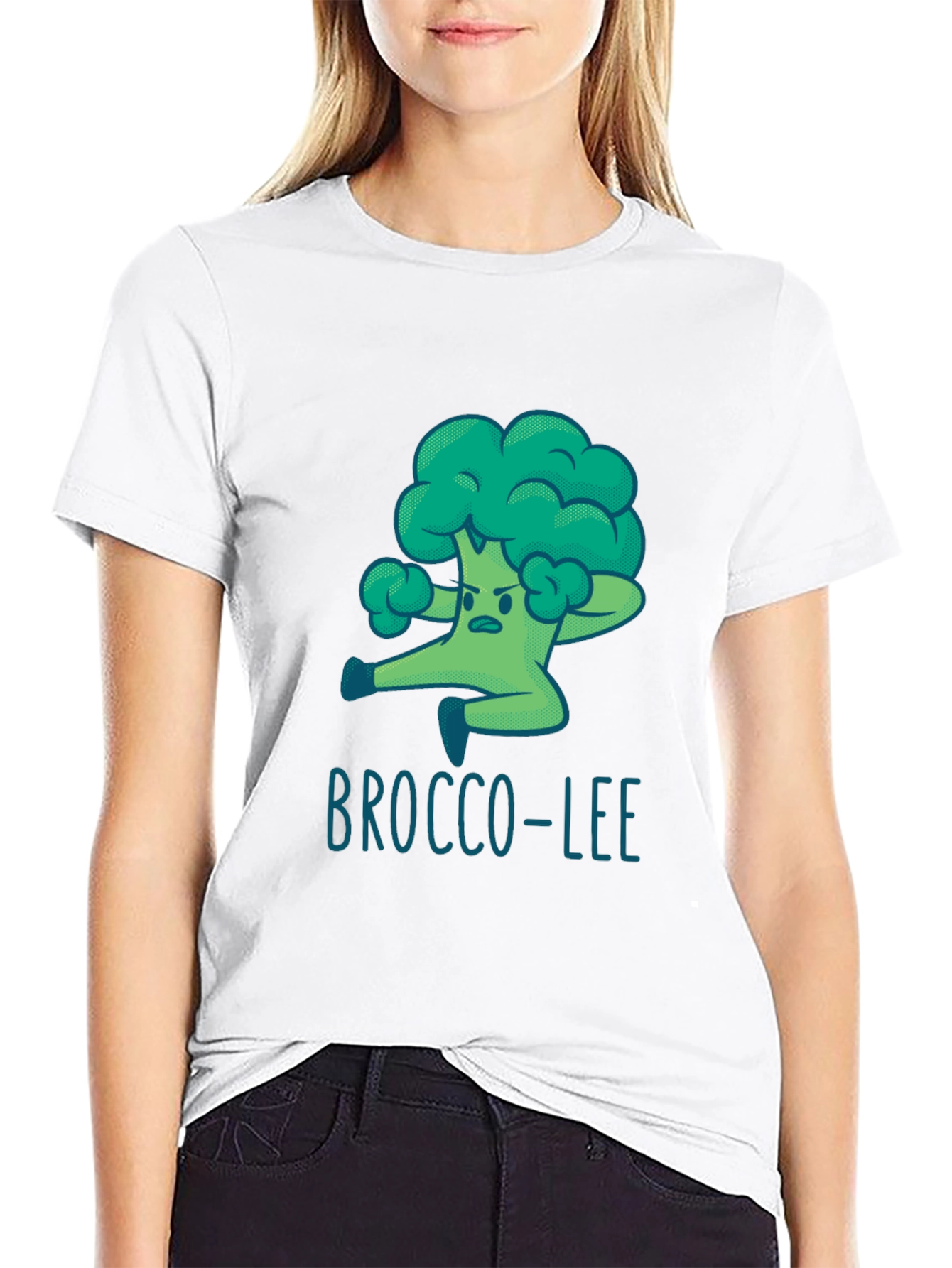Black Brocco-Lee T-Shirt - Funny Cartoon Broccoli Martial Arts Tee view 9