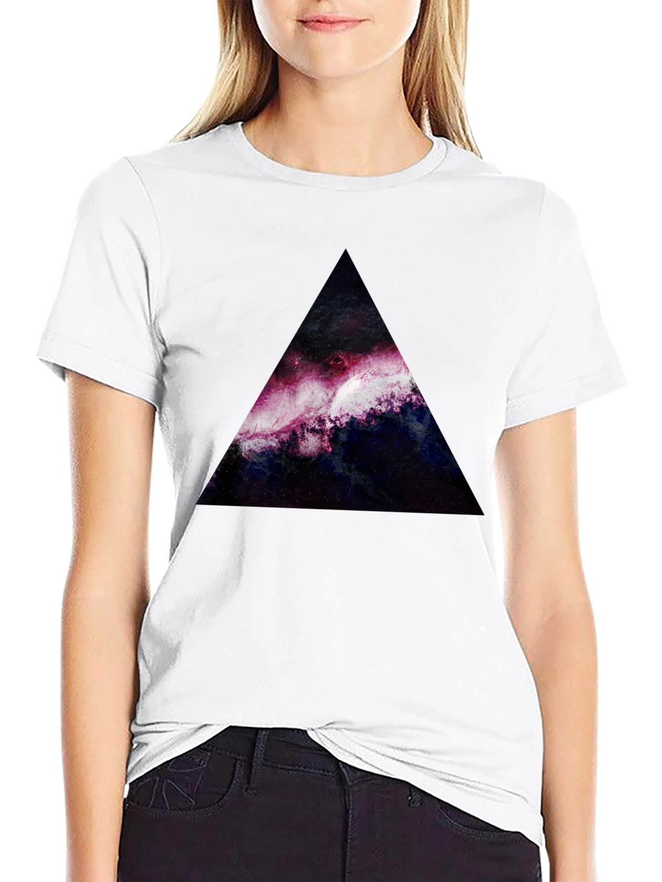 Black Galaxy Triangle Graphic Tee - Stylish Unisex T-Shirt view 9