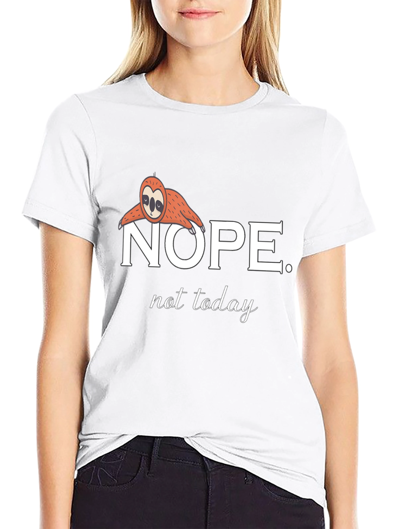 Black Nope, Not Today Sloth Graphic Tee view 9