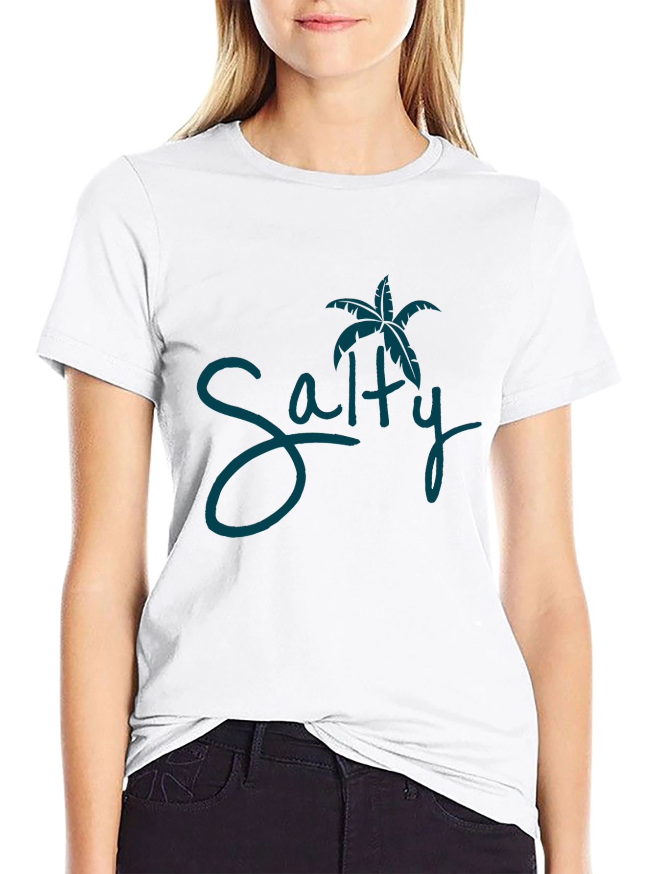 Black Salty Palm Tree Graphic Tee - Black view 9