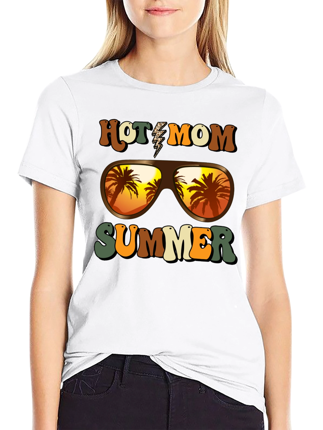 Black Hot Mom Summer T-Shirt - Tropical Vibes view 9