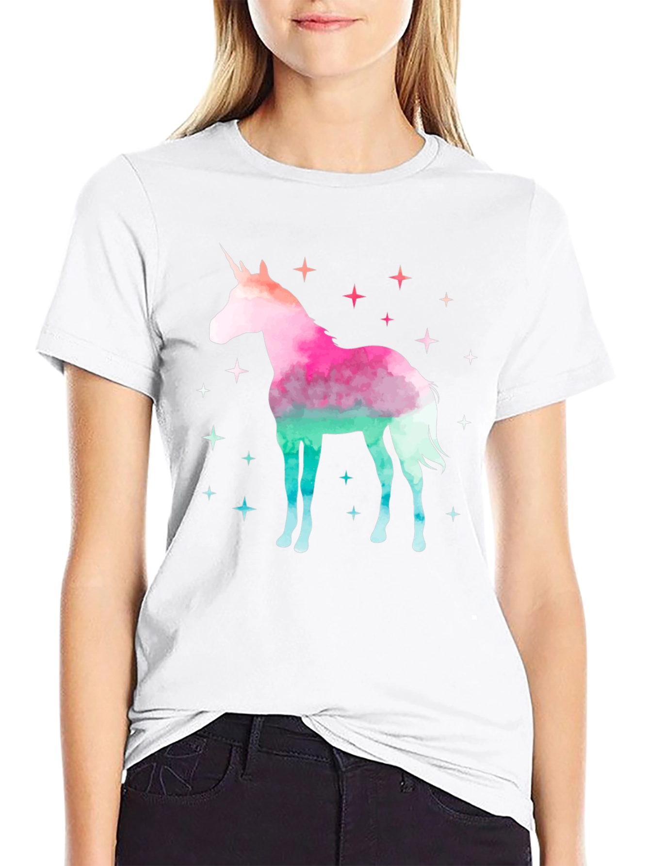 Black Unicorn Starry Night Graphic Tee - Cotton Blend view 9