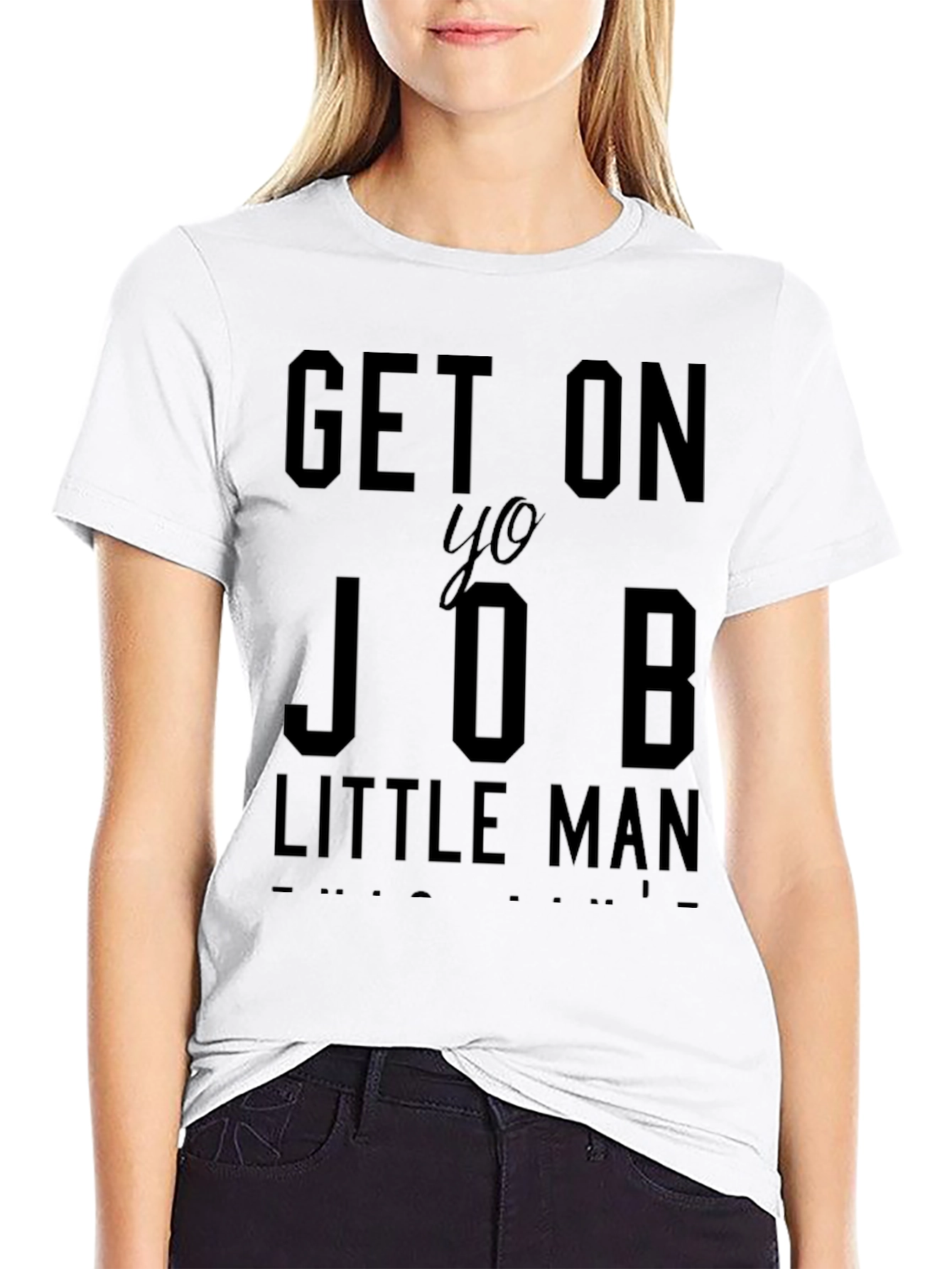 Black Get On Yo Job Little Man Graphic T-Shirt view 9