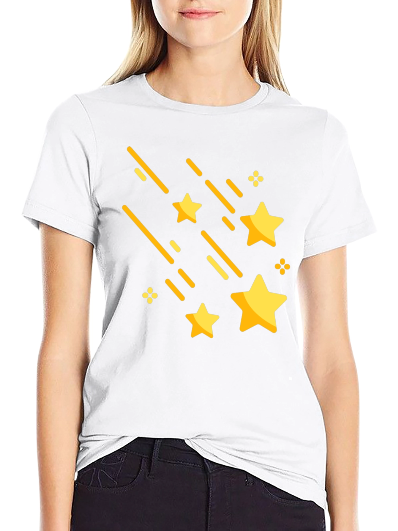 Black Shooting Stars Graphic Tee - Stylish Black Cotton T-Shirt view 9
