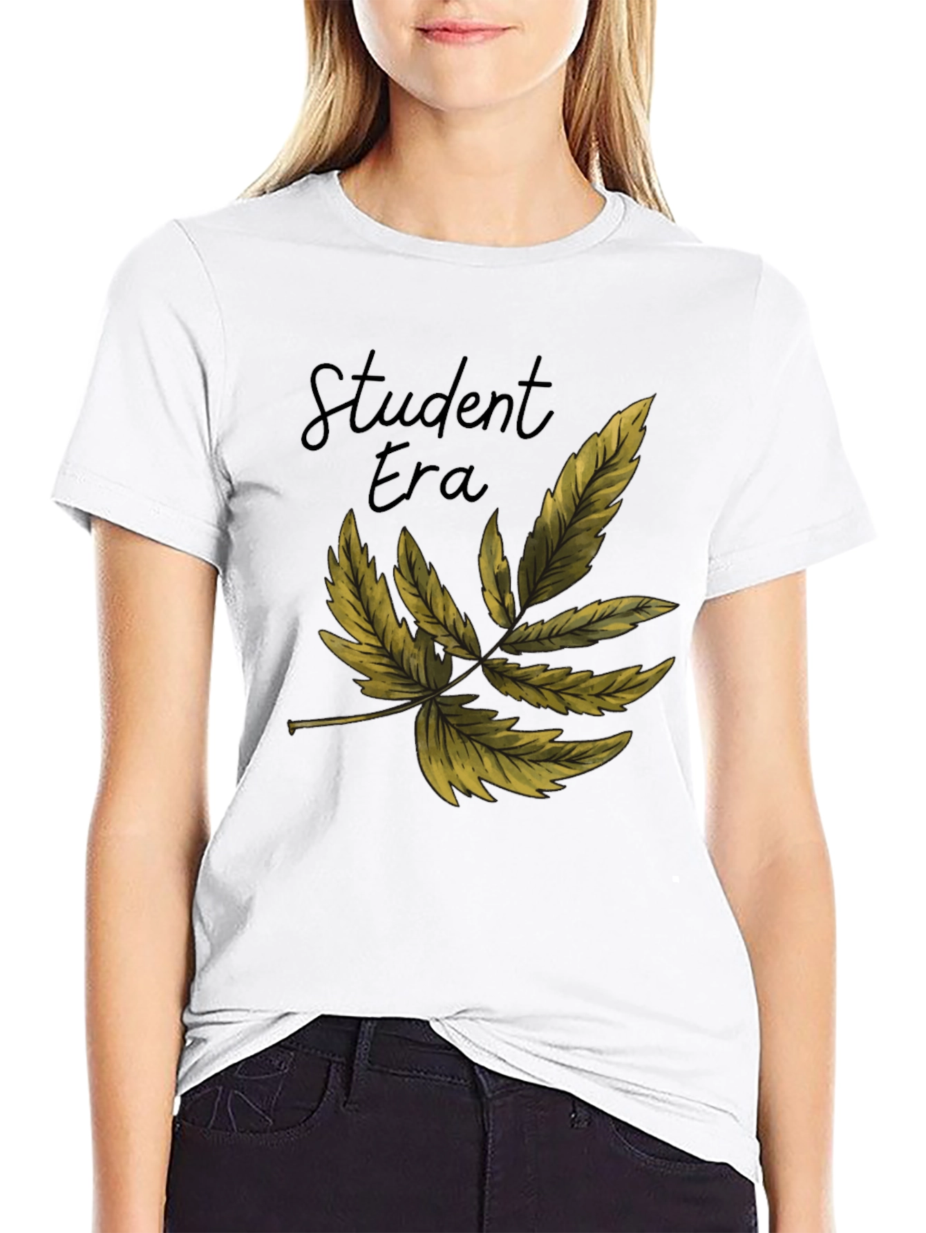 Black Student Era Leaf Graphic Black T-Shirt view 9