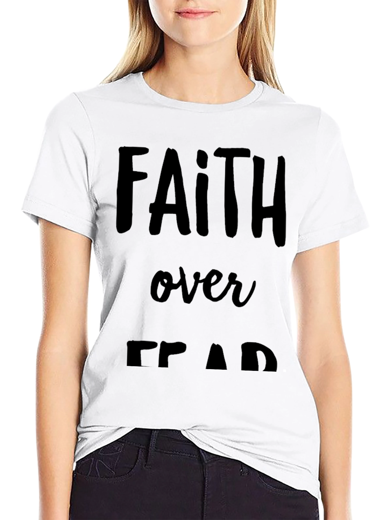 Black Faith Over Fear Graphic Tee - Black T-Shirt view 9