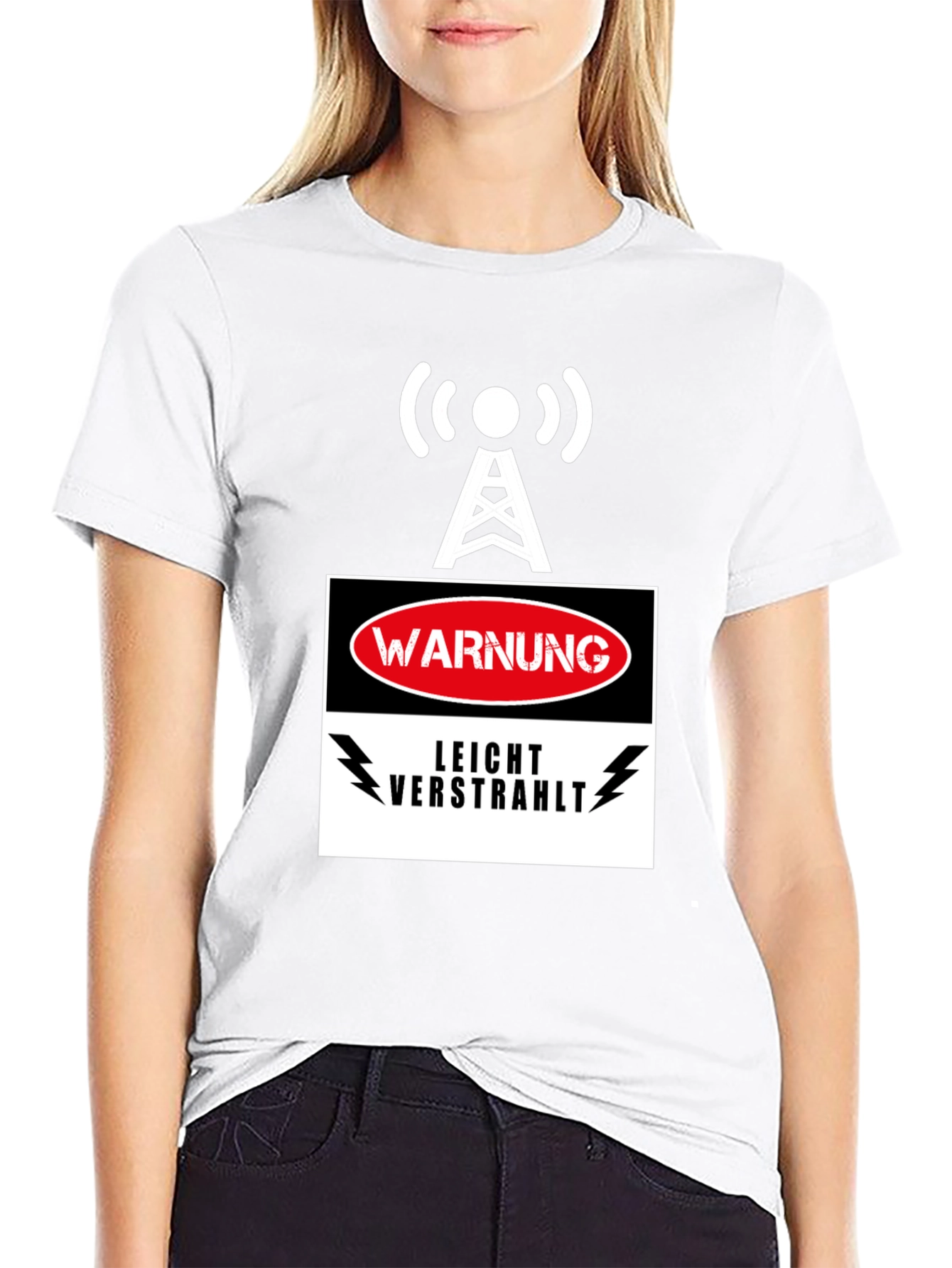 Black Warning Slightly Irradiated Men's Black T-Shirt view 9
