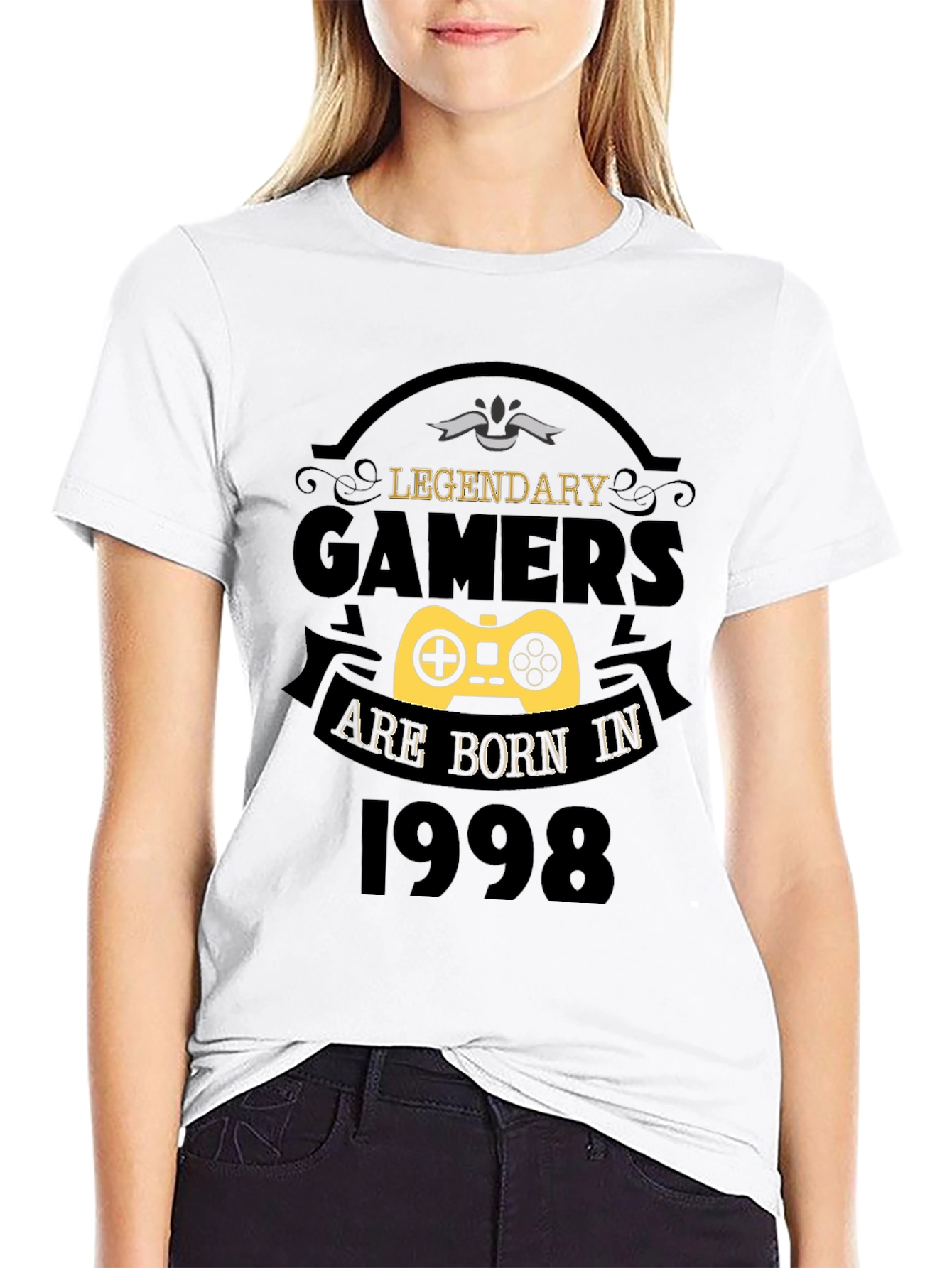Black Legendary Gamers Born in 1998 Black T-Shirt view 9