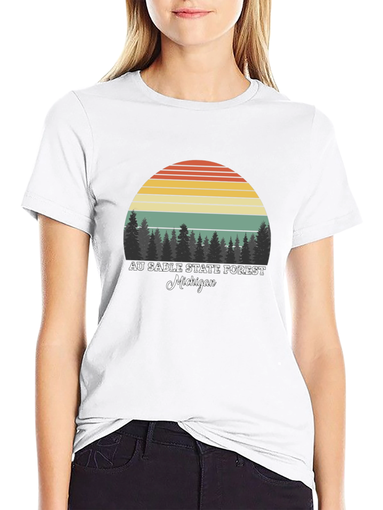 Black Au Sable State Forest Michigan T-Shirt view 9