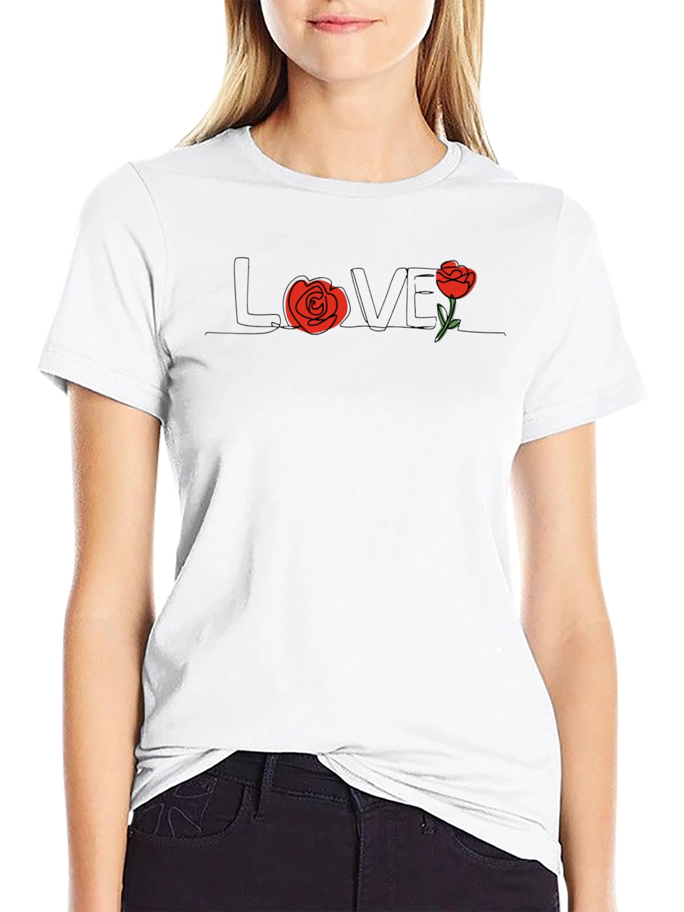 Black Love Rose Graphic Tee - Men's Black T-Shirt view 9