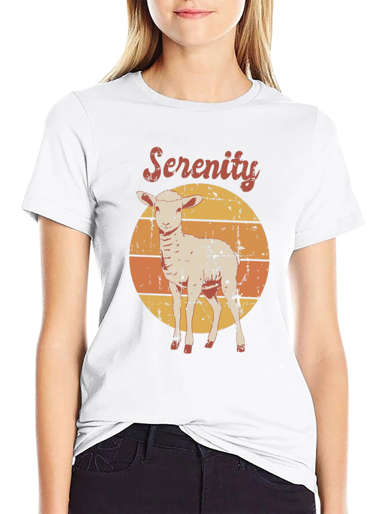 Black Serenity Lamb Graphic T-Shirt - Retro Style view 9