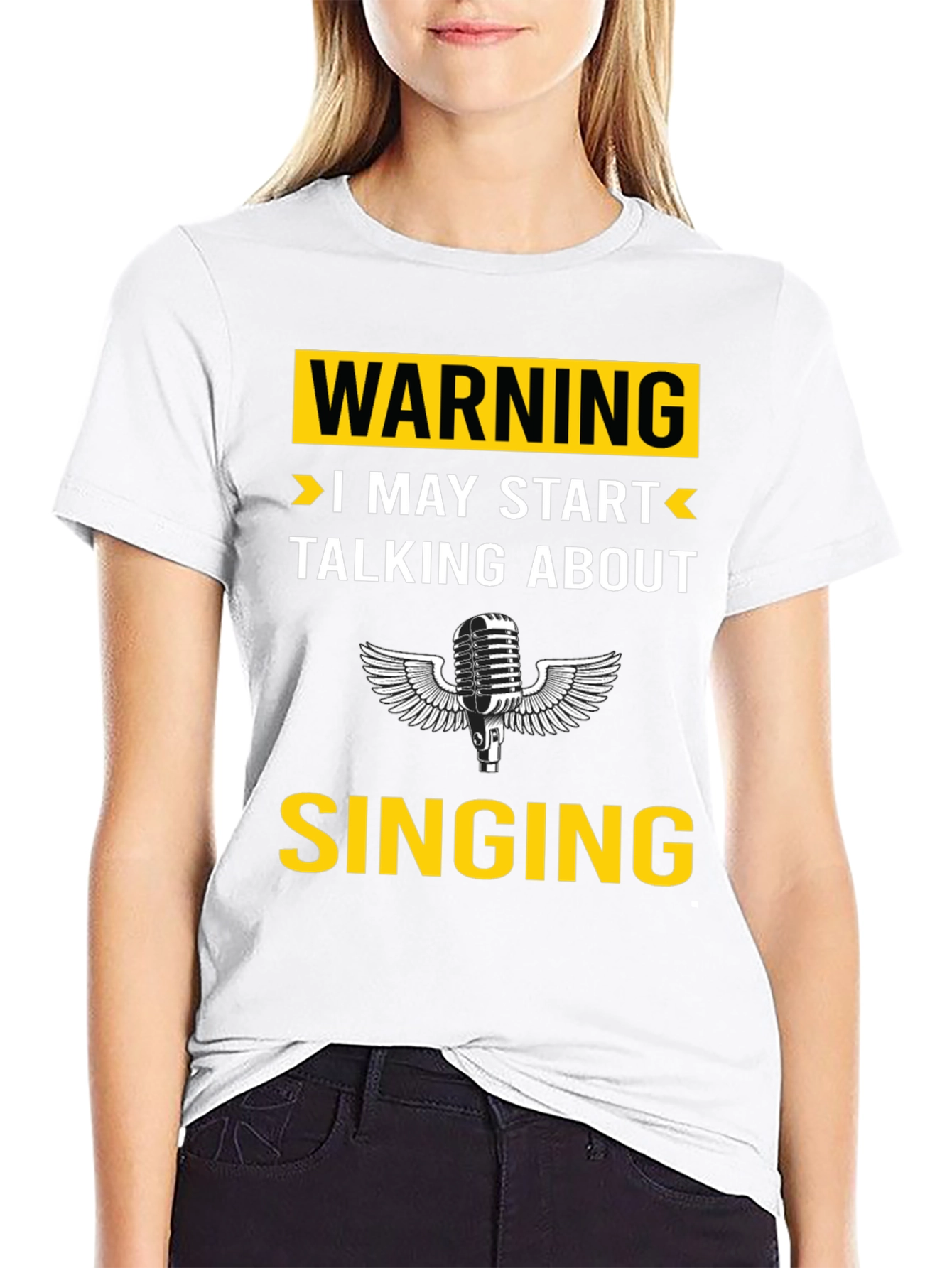 Black Warning: I May Start Talking About Singing T-Shirt view 9